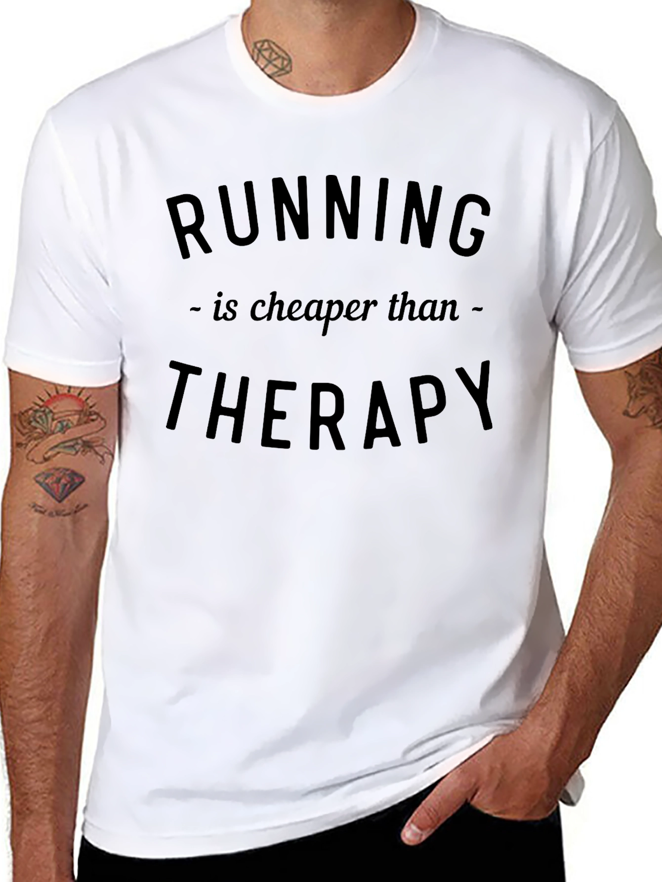 Running is Cheaper Than Therapy Black T-Shirt