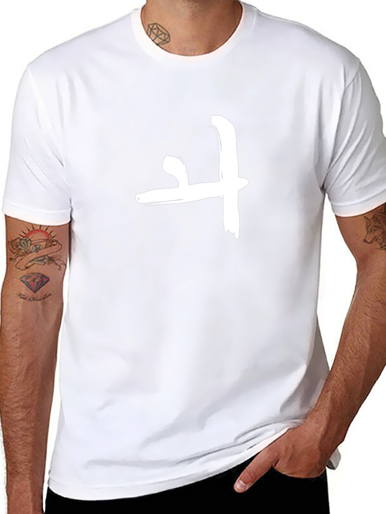 Stylish Black T-Shirt with Brush Stroke Symbol