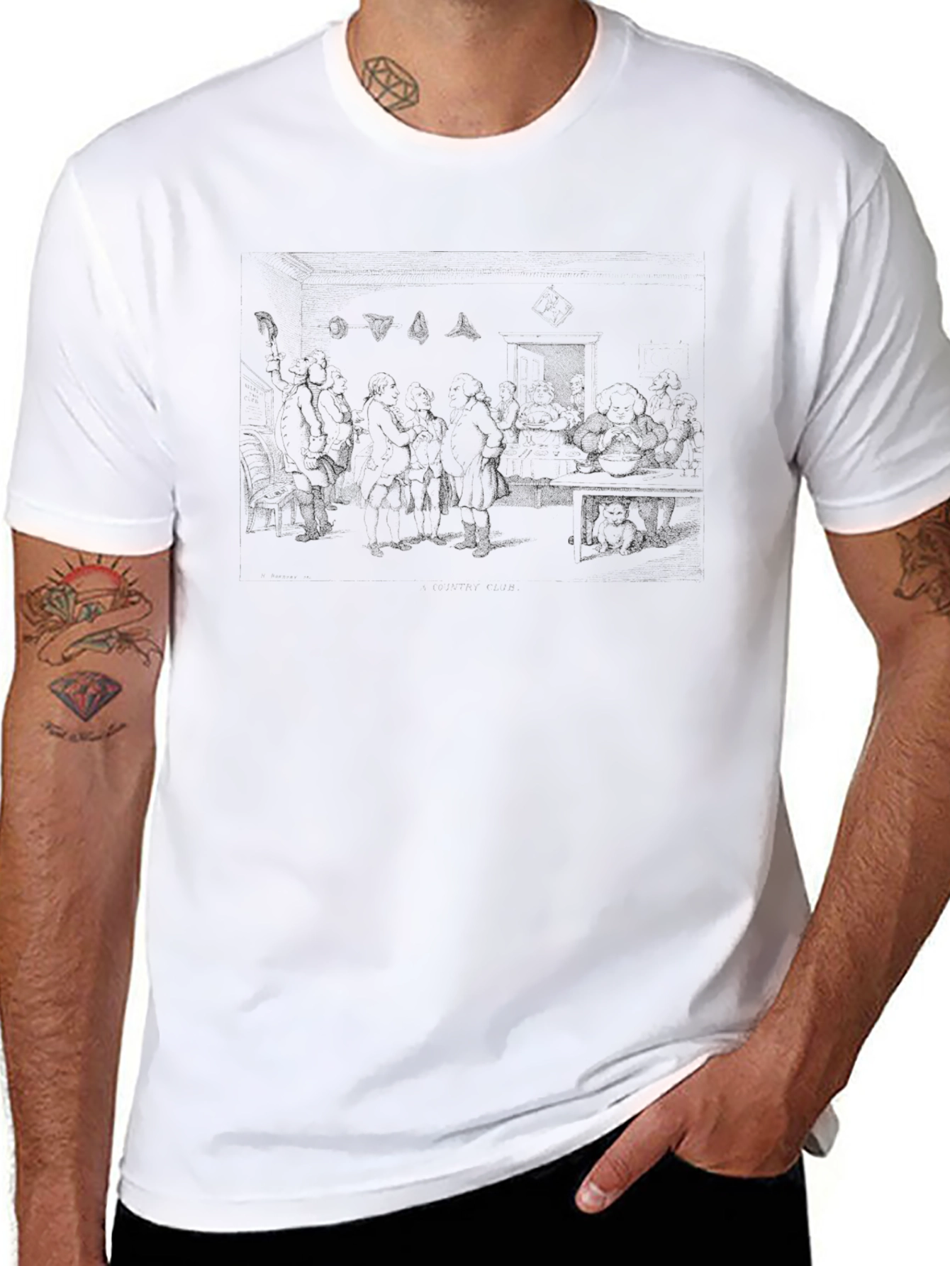 Mens Black Graphic Print Crew Neck T-Shirt