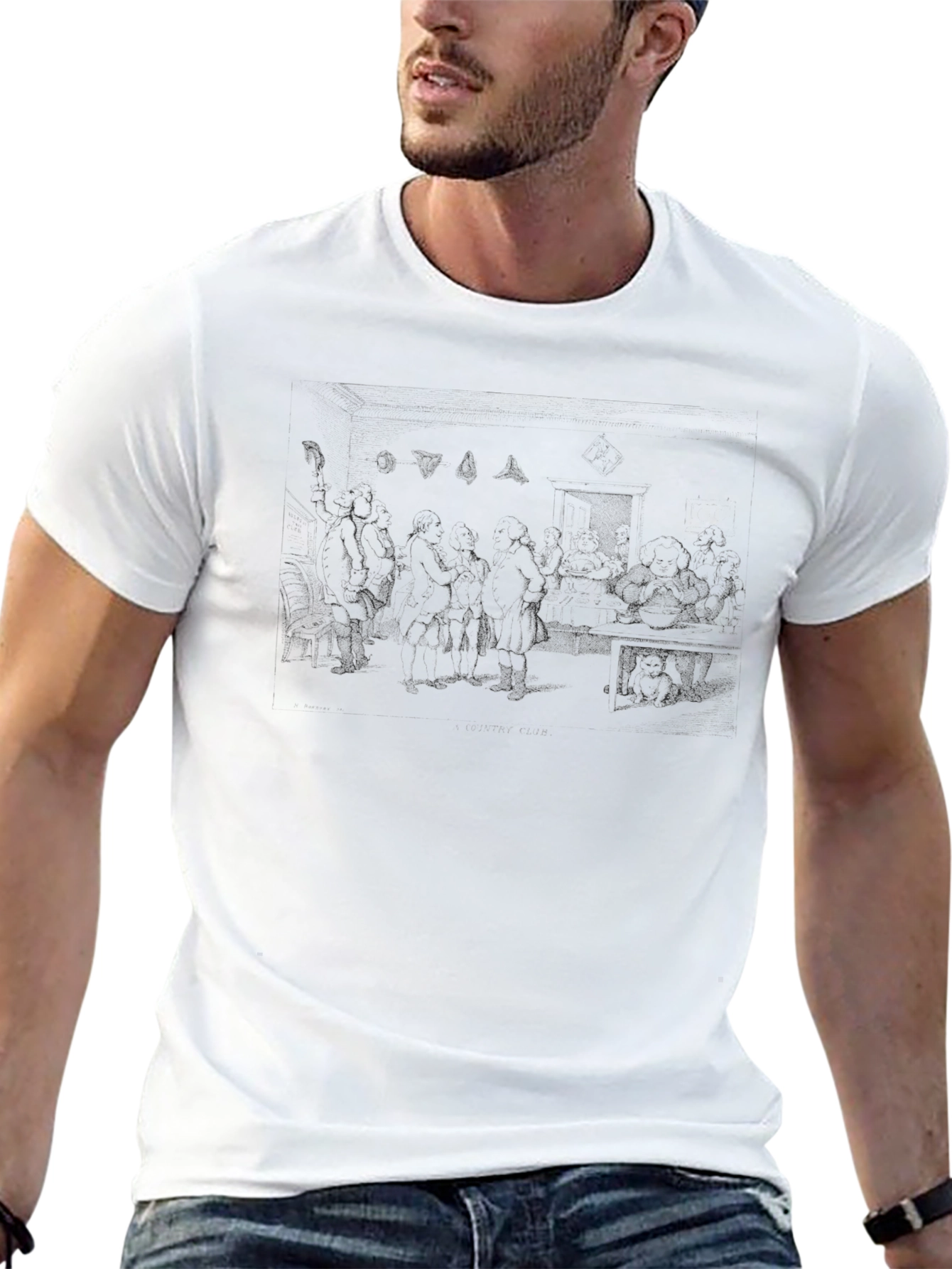 Mens Black Graphic Print Crew Neck T-Shirt