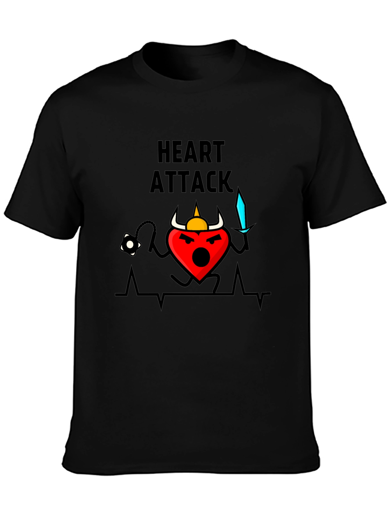 Heart Attack Cartoon Graphic T-Shirt