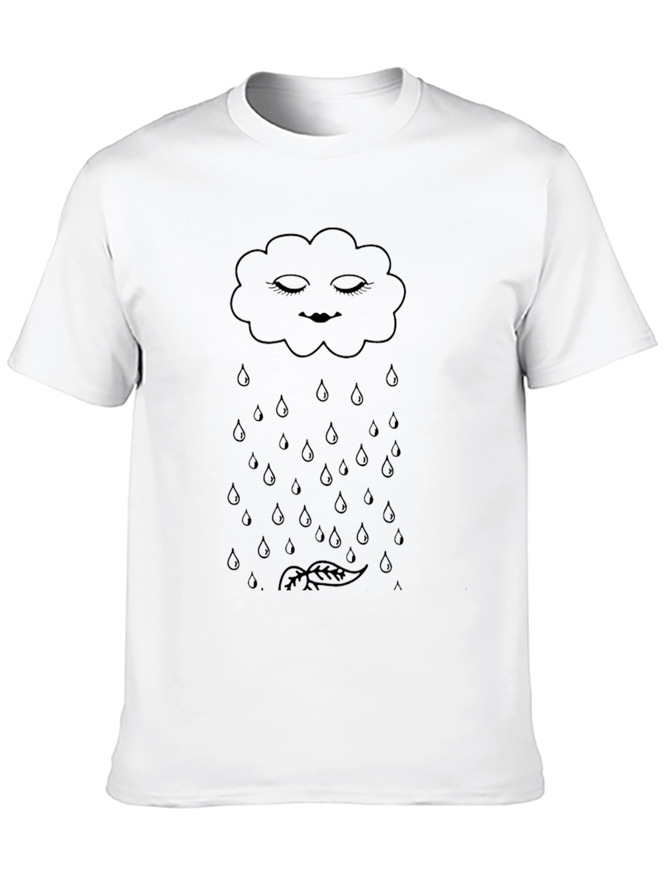 Whimsical Rain Cloud Graphic Tee - Black