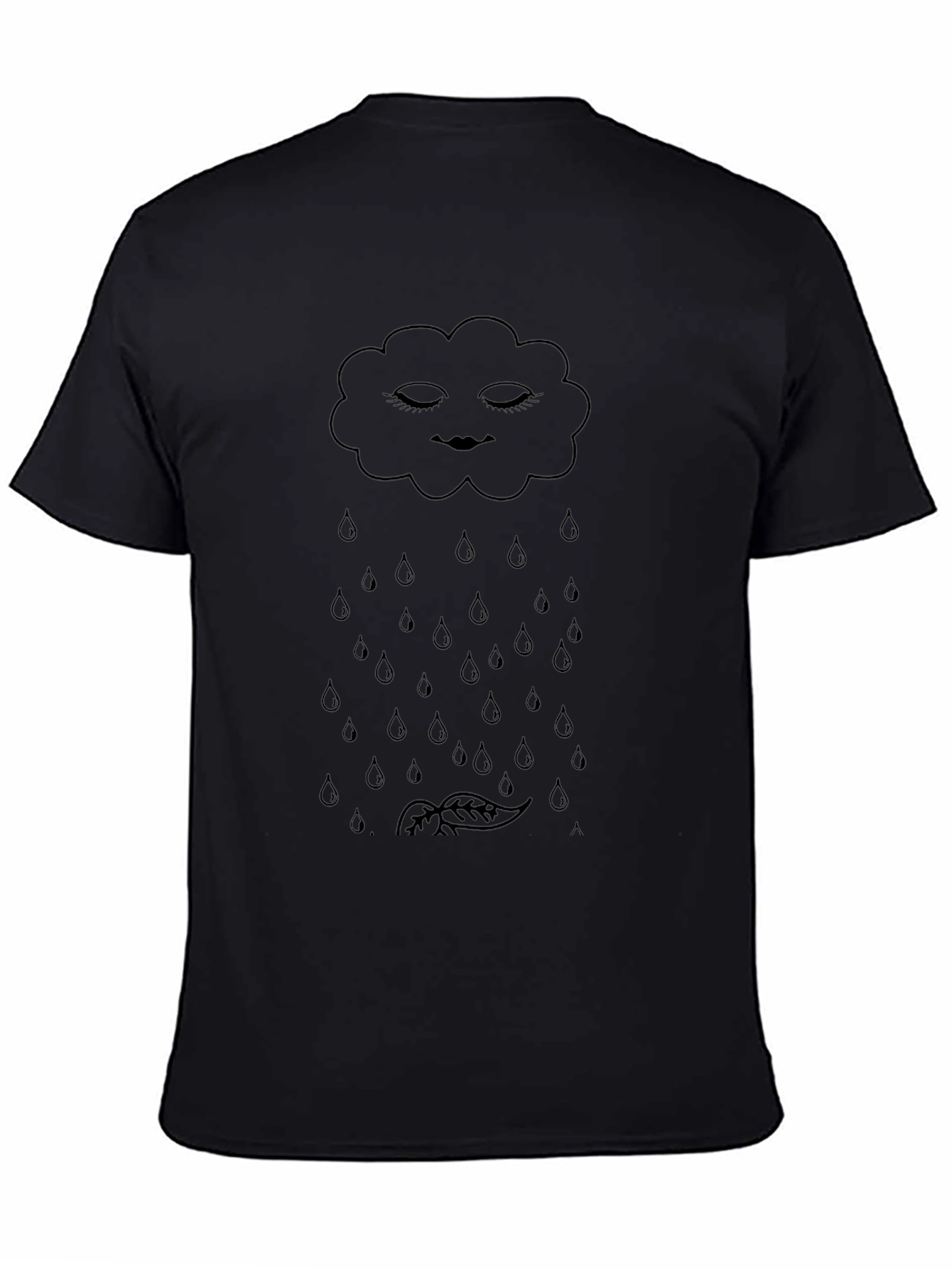 Whimsical Rain Cloud Graphic Tee - Black