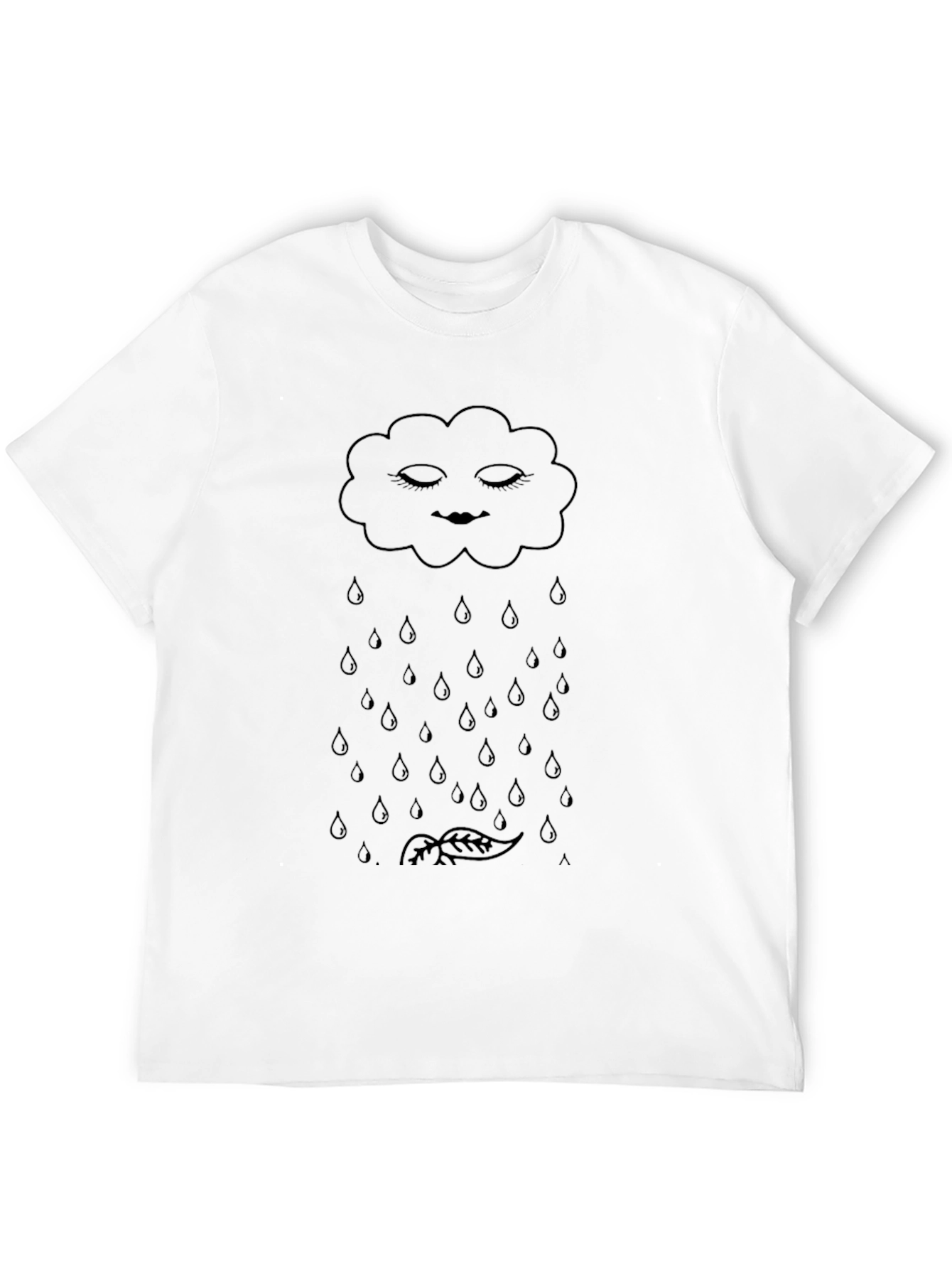 Whimsical Rain Cloud Graphic Tee - Black