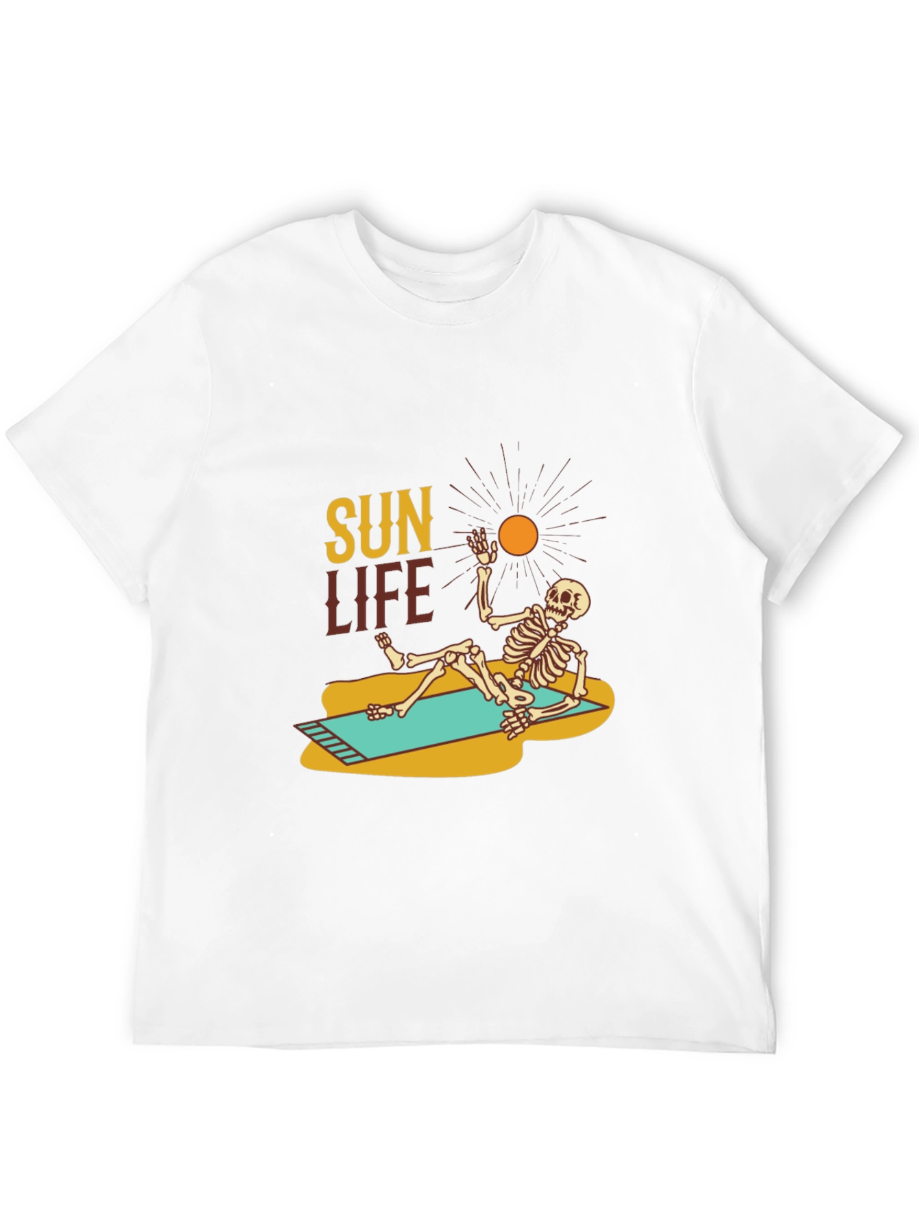 Sun Life Skeleton Relaxing Graphic Tee - Black