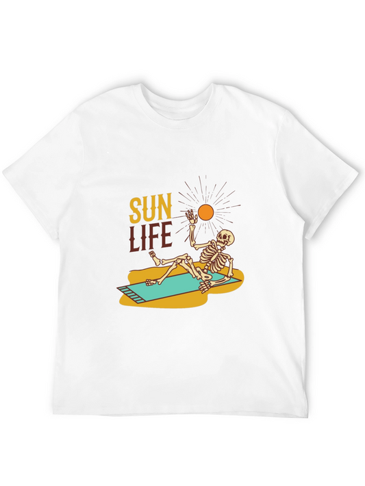 Sun Life Skeleton Relaxing Graphic Tee - Black
