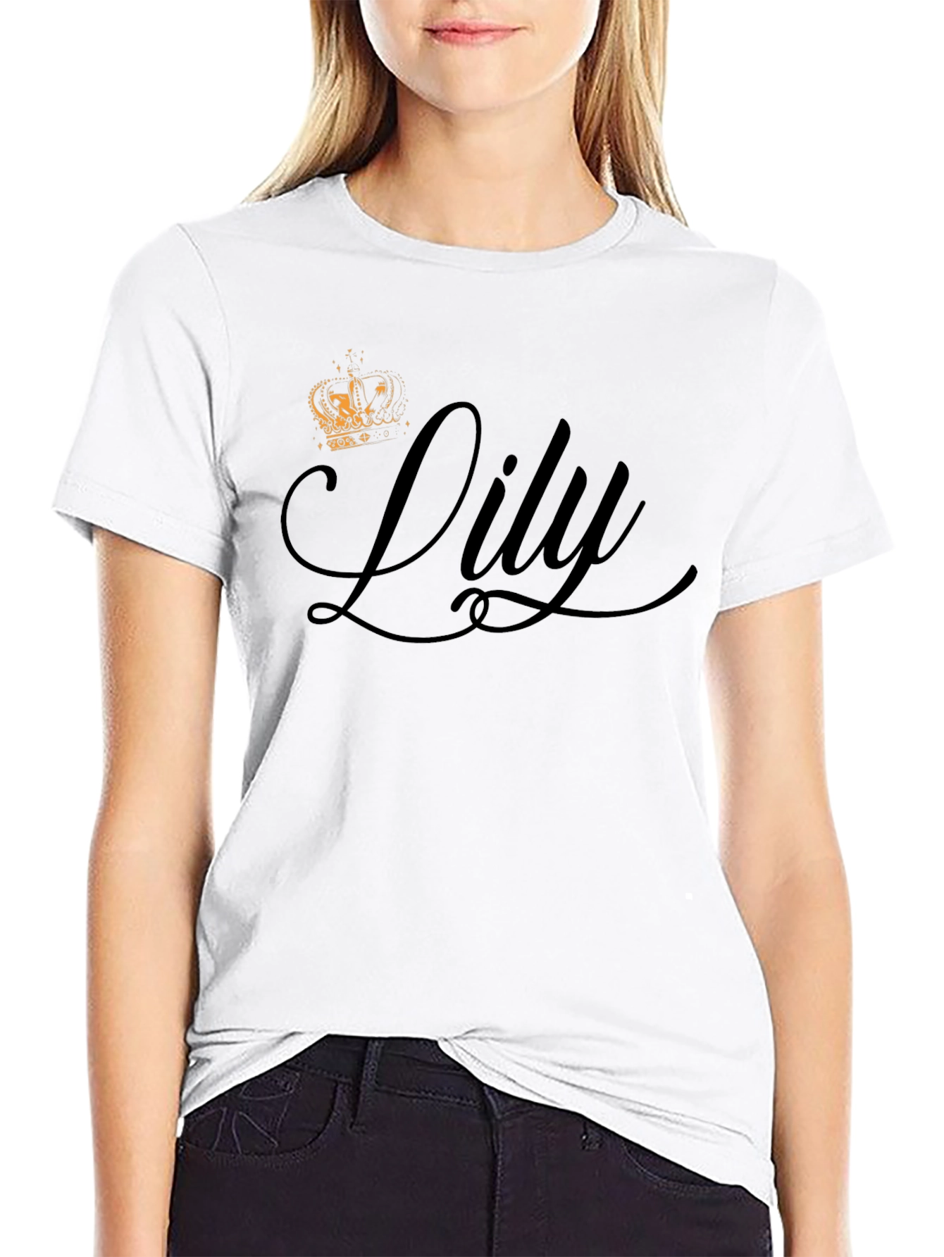Lily Crown Graphic Tee - Stylish Black T-Shirt