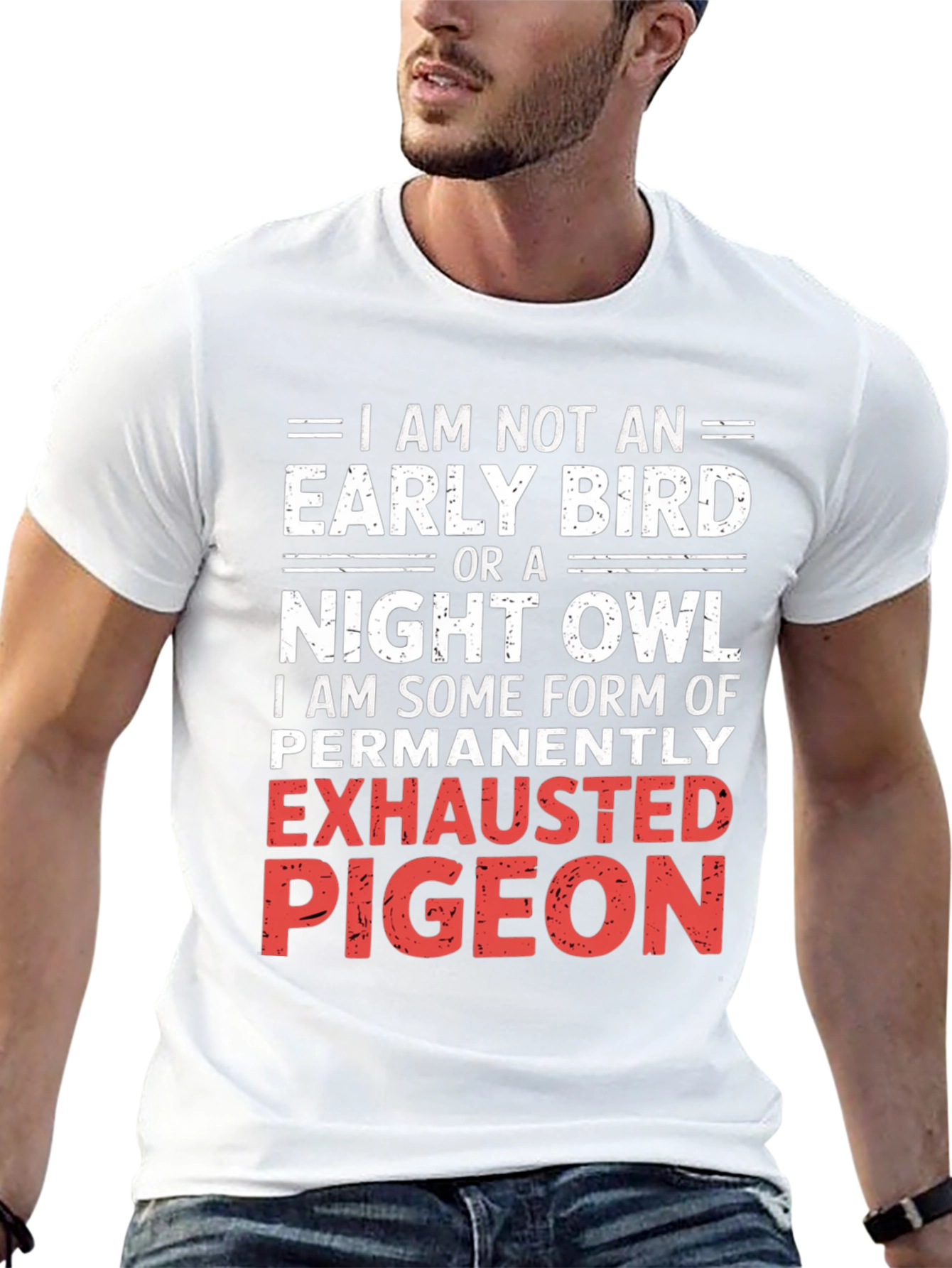 Exhausted Pigeon Graphic Tee - Funny Novelty Shirt