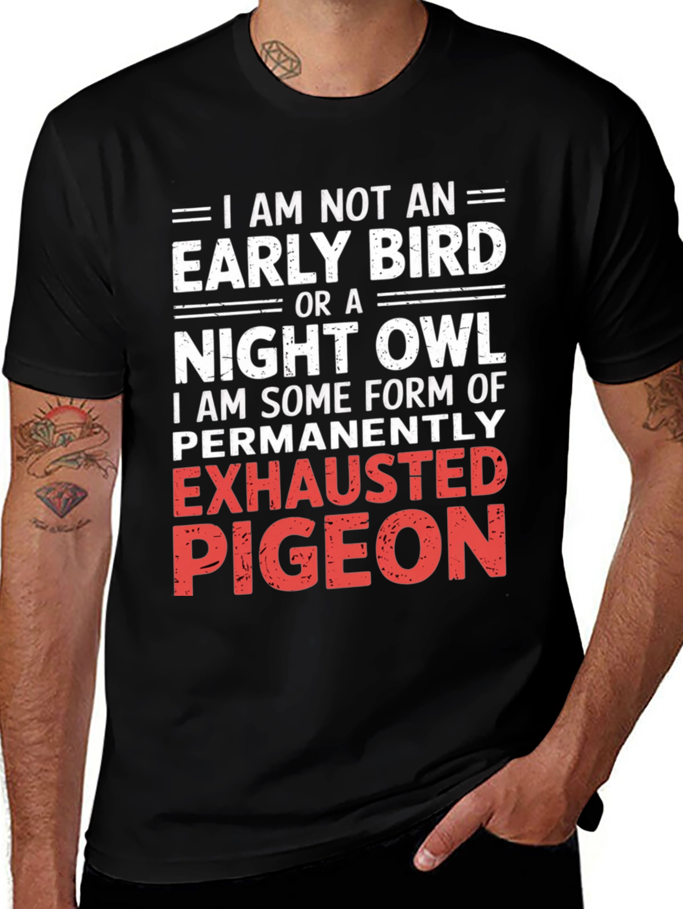 Exhausted Pigeon Graphic Tee - Funny Novelty Shirt