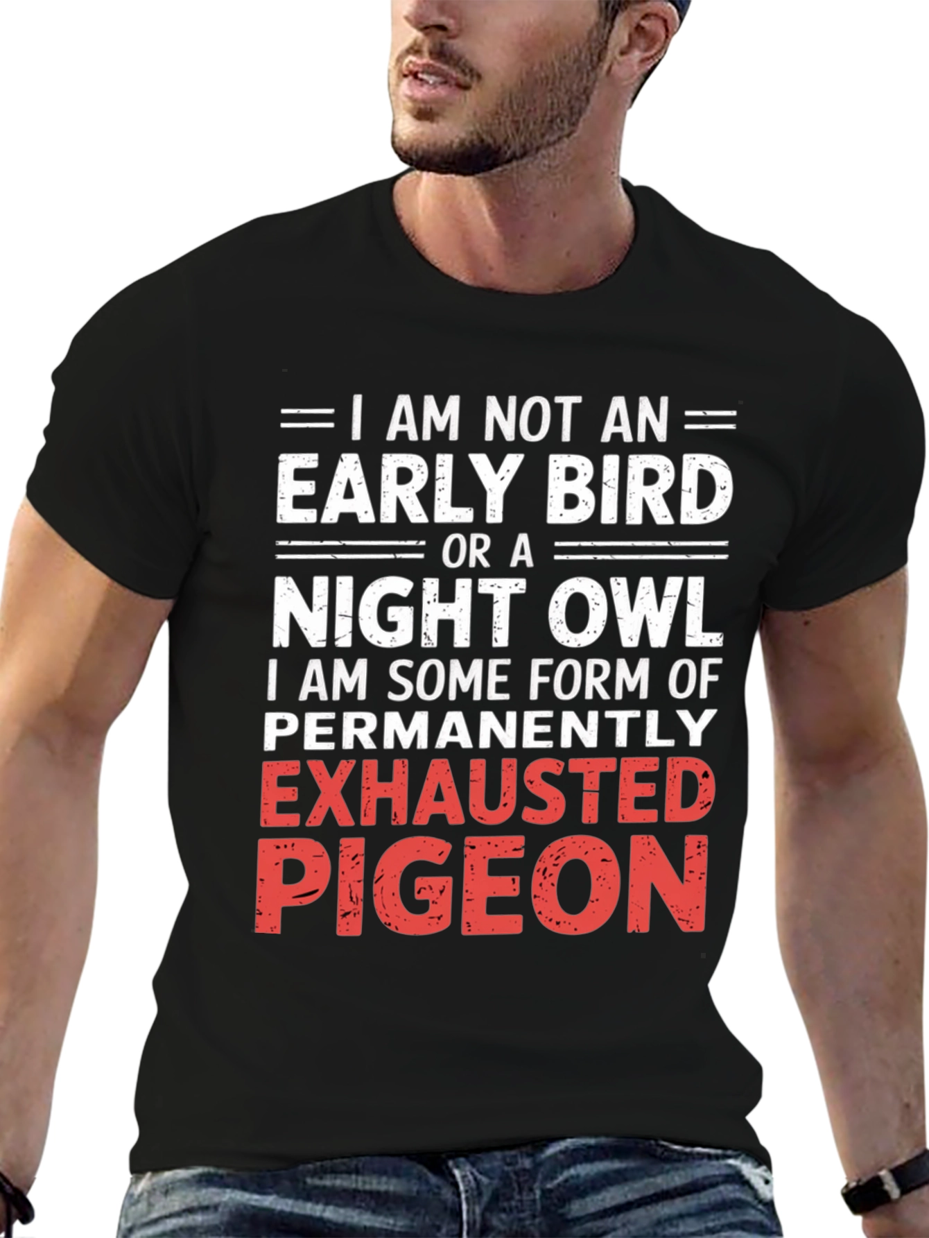 Exhausted Pigeon Graphic Tee - Funny Novelty Shirt