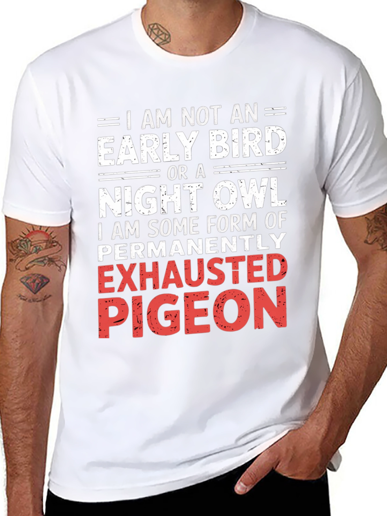 Exhausted Pigeon Graphic Tee - Funny Novelty Shirt