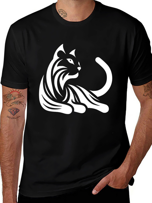 Cool Cat Graphic Tee - Black Cotton Blend