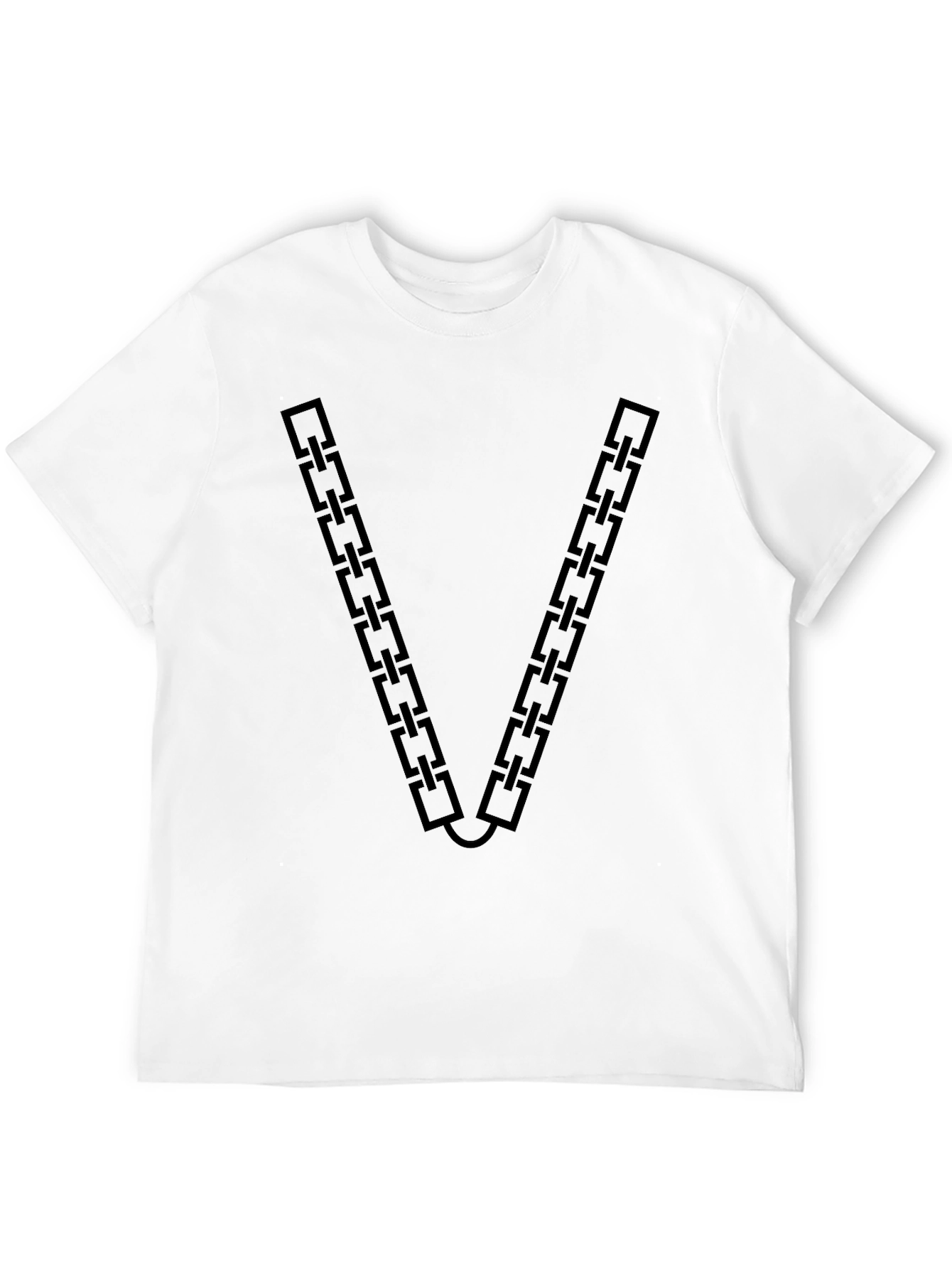 Chain Link V-Neck Graphic T-Shirt