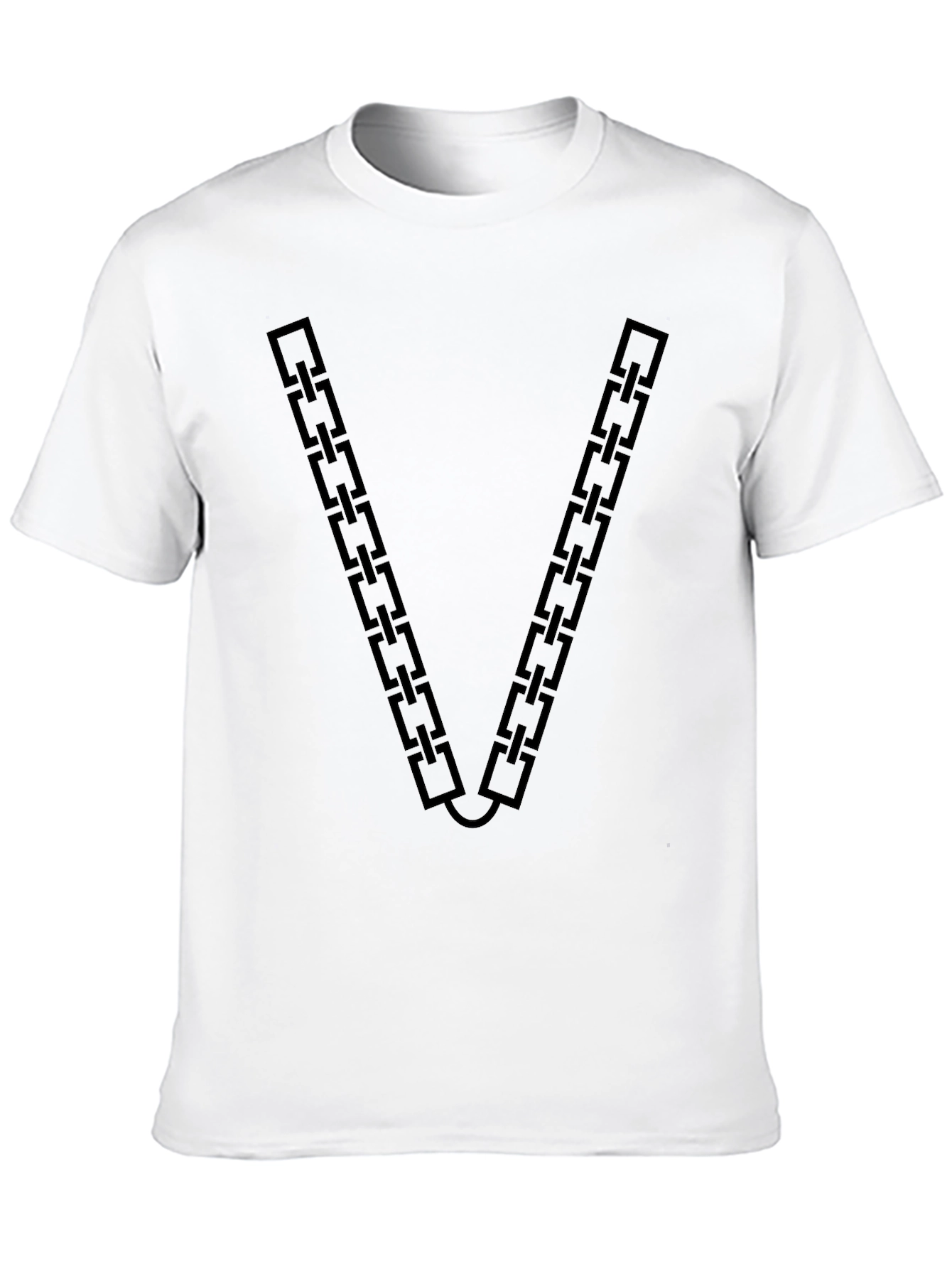 Chain Link V-Neck Graphic T-Shirt