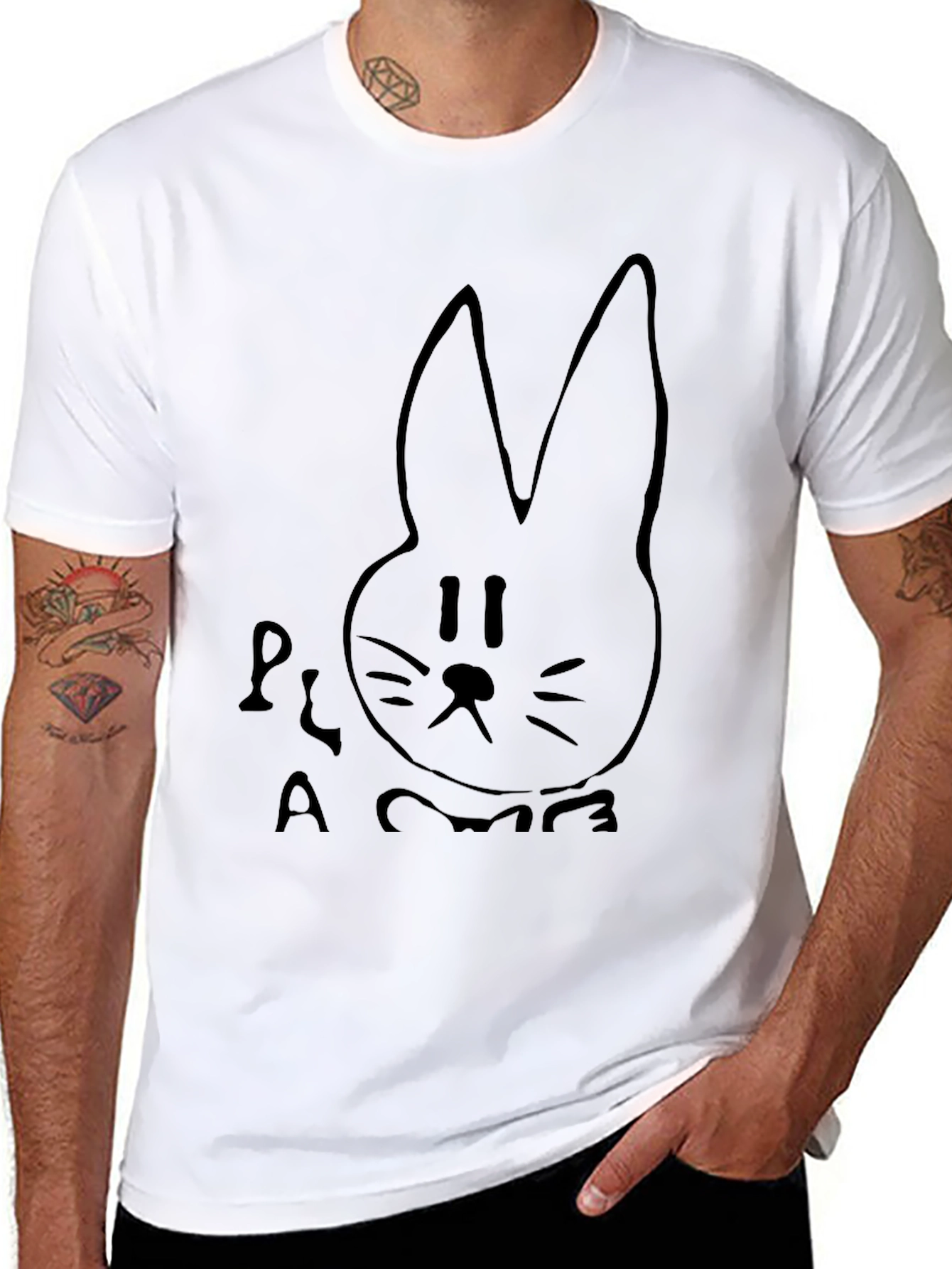 Black Bunny Graphic Print Tee