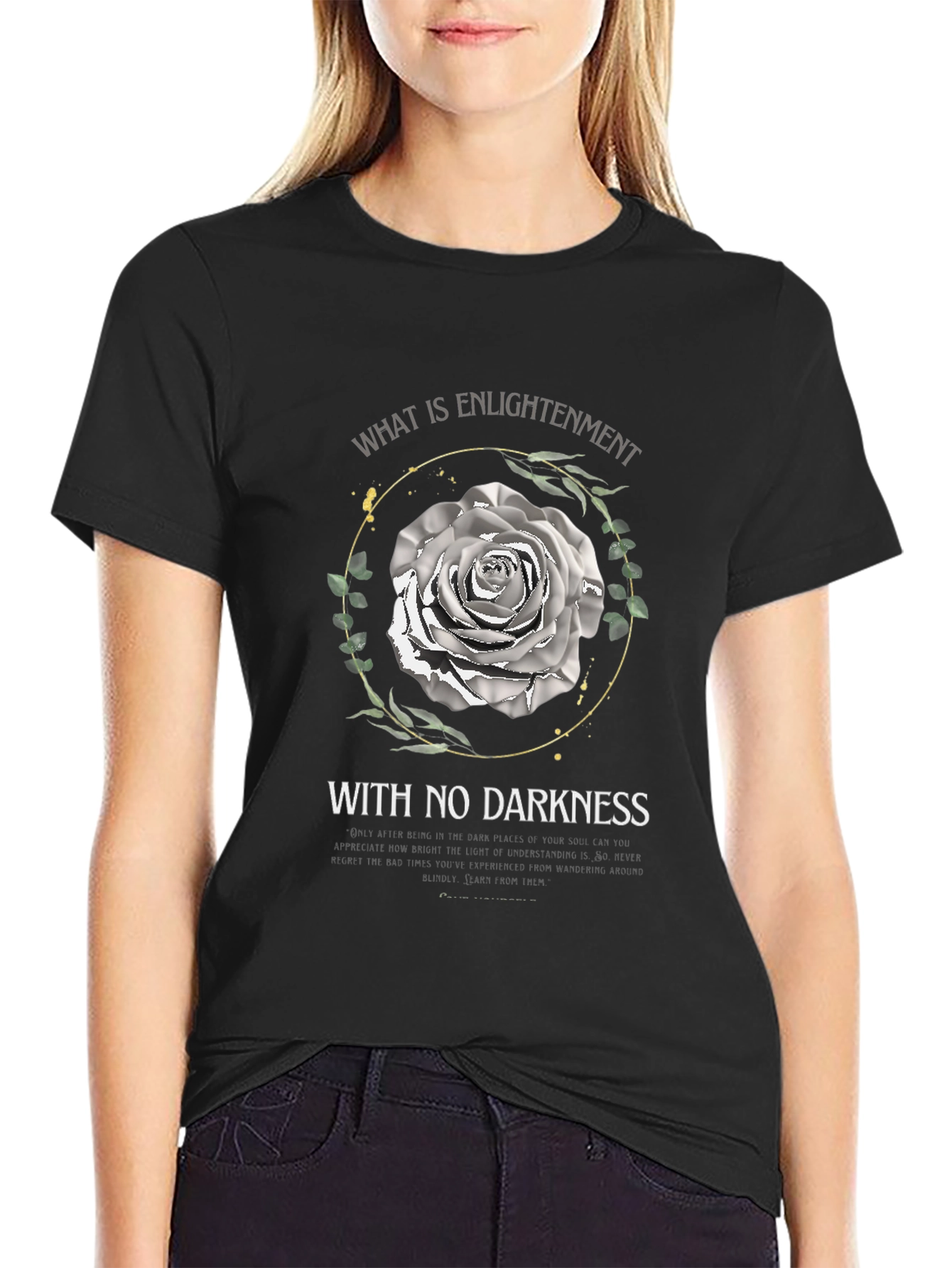 Enlightenment Rose Graphic Tee - Unisex Black T-Shirt