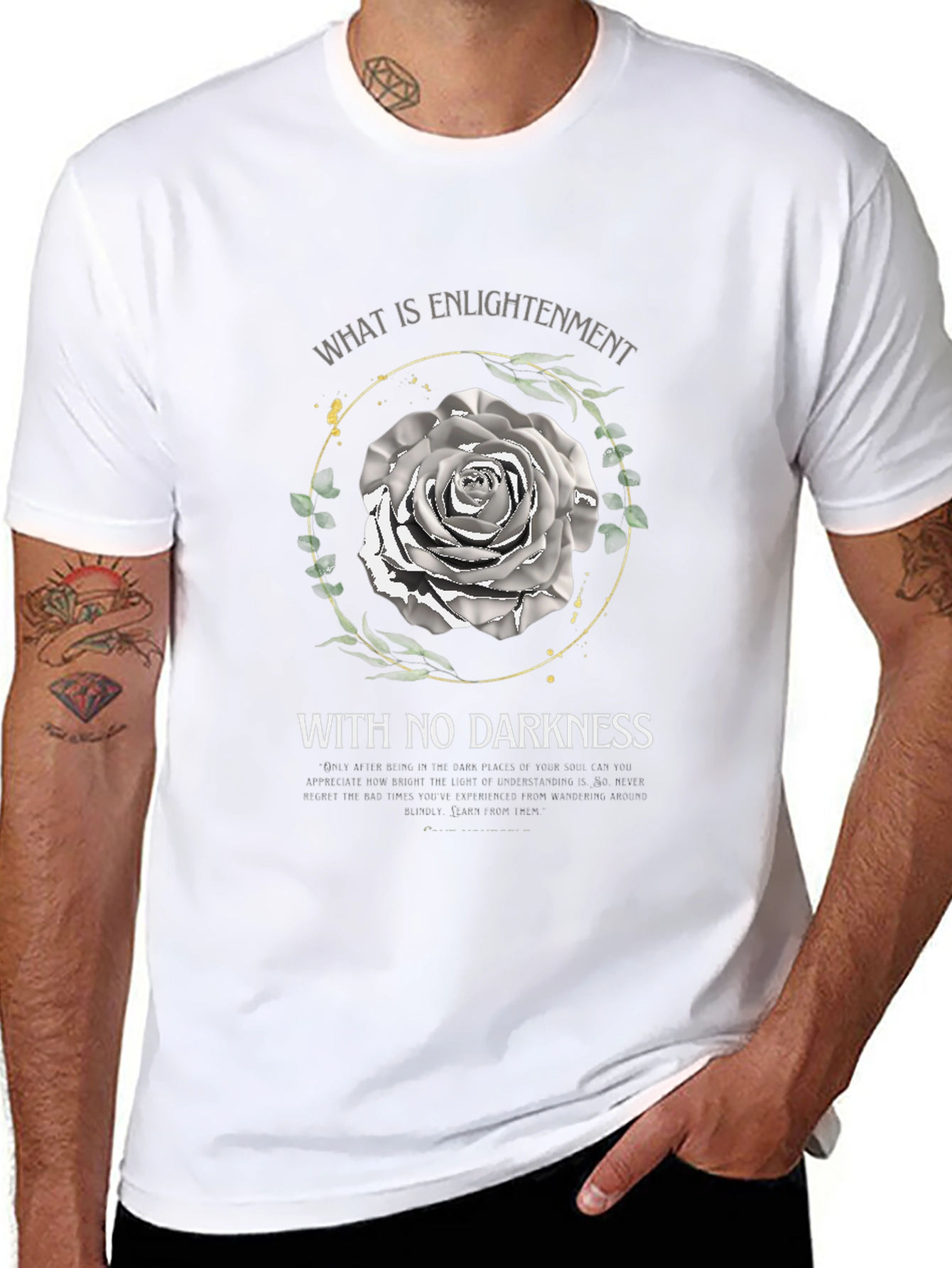 Enlightenment Rose Graphic Tee - Unisex Black T-Shirt
