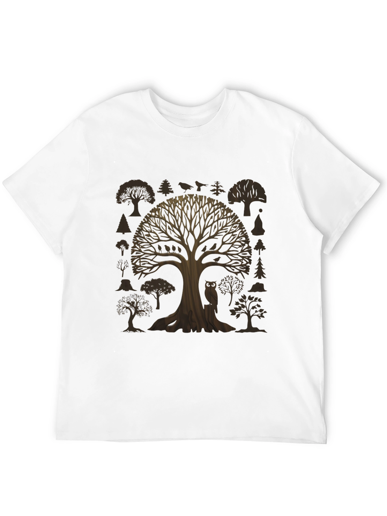 Artistic Tree Graphic Print Black T-Shirt