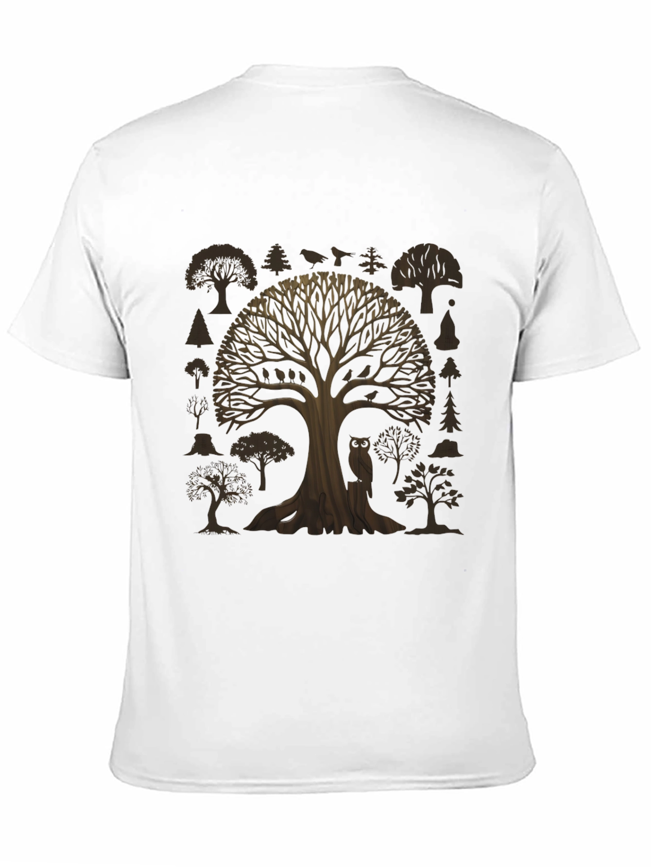 Artistic Tree Graphic Print Black T-Shirt