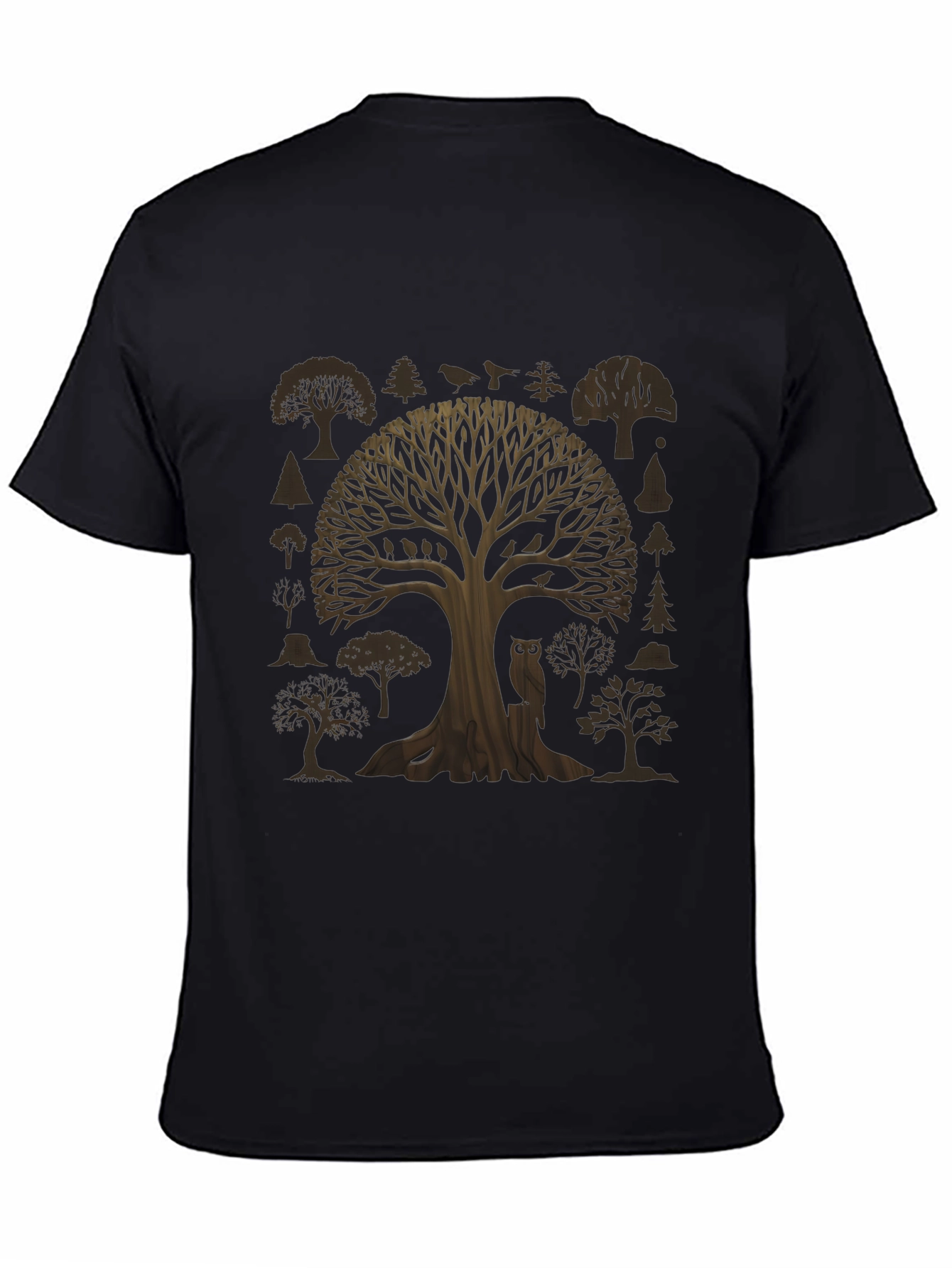Artistic Tree Graphic Print Black T-Shirt