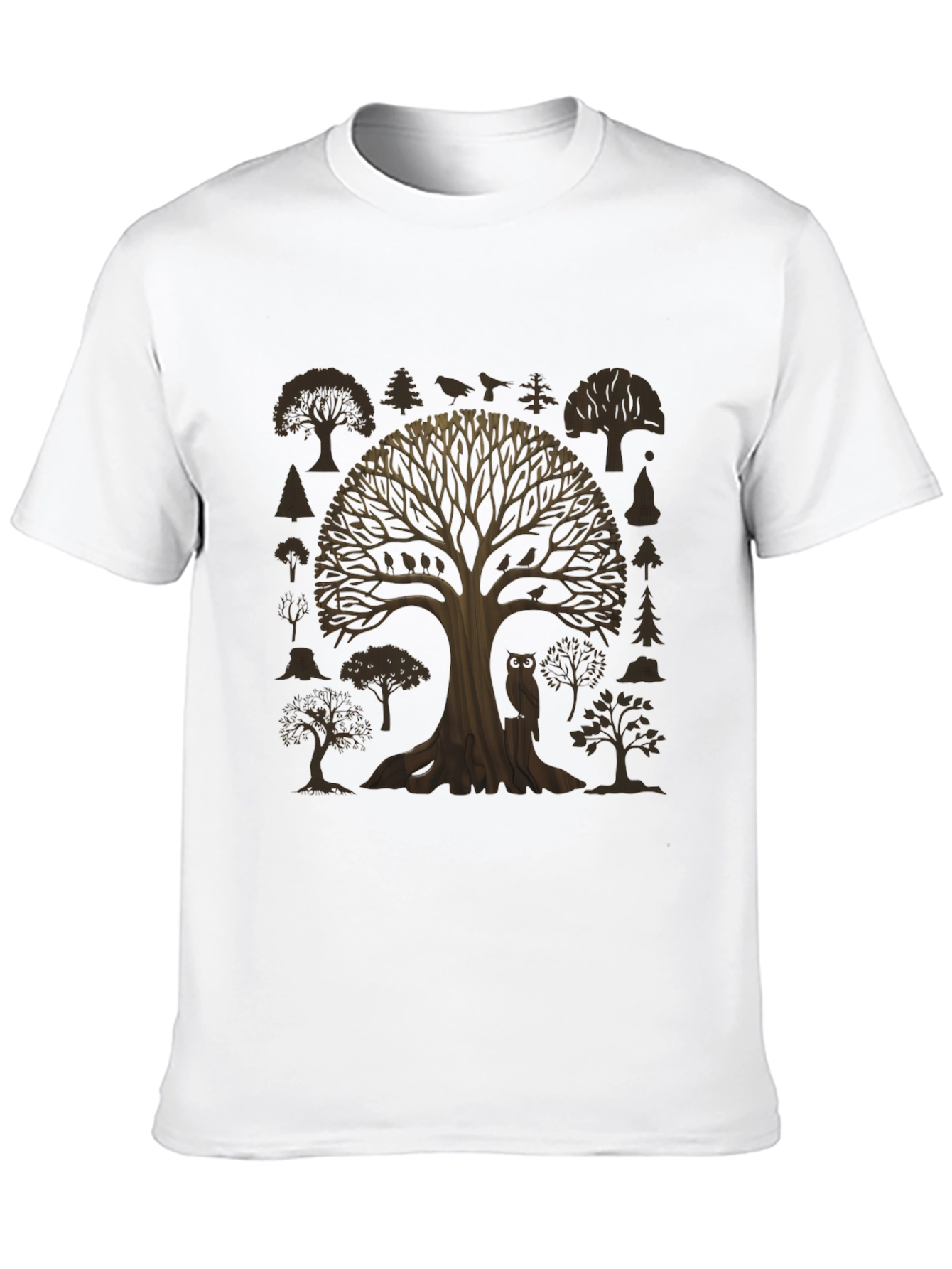 Artistic Tree Graphic Print Black T-Shirt