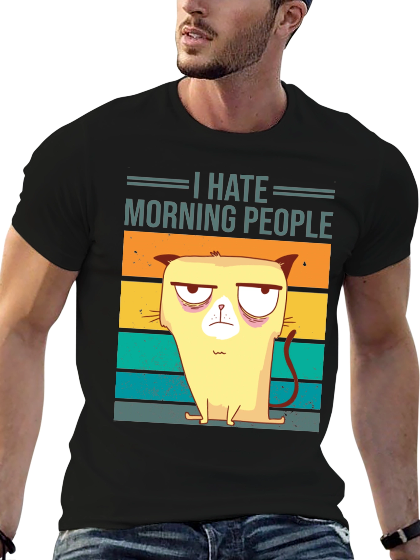 Grumpy Cat I Hate Morning People Graphic T-Shirt