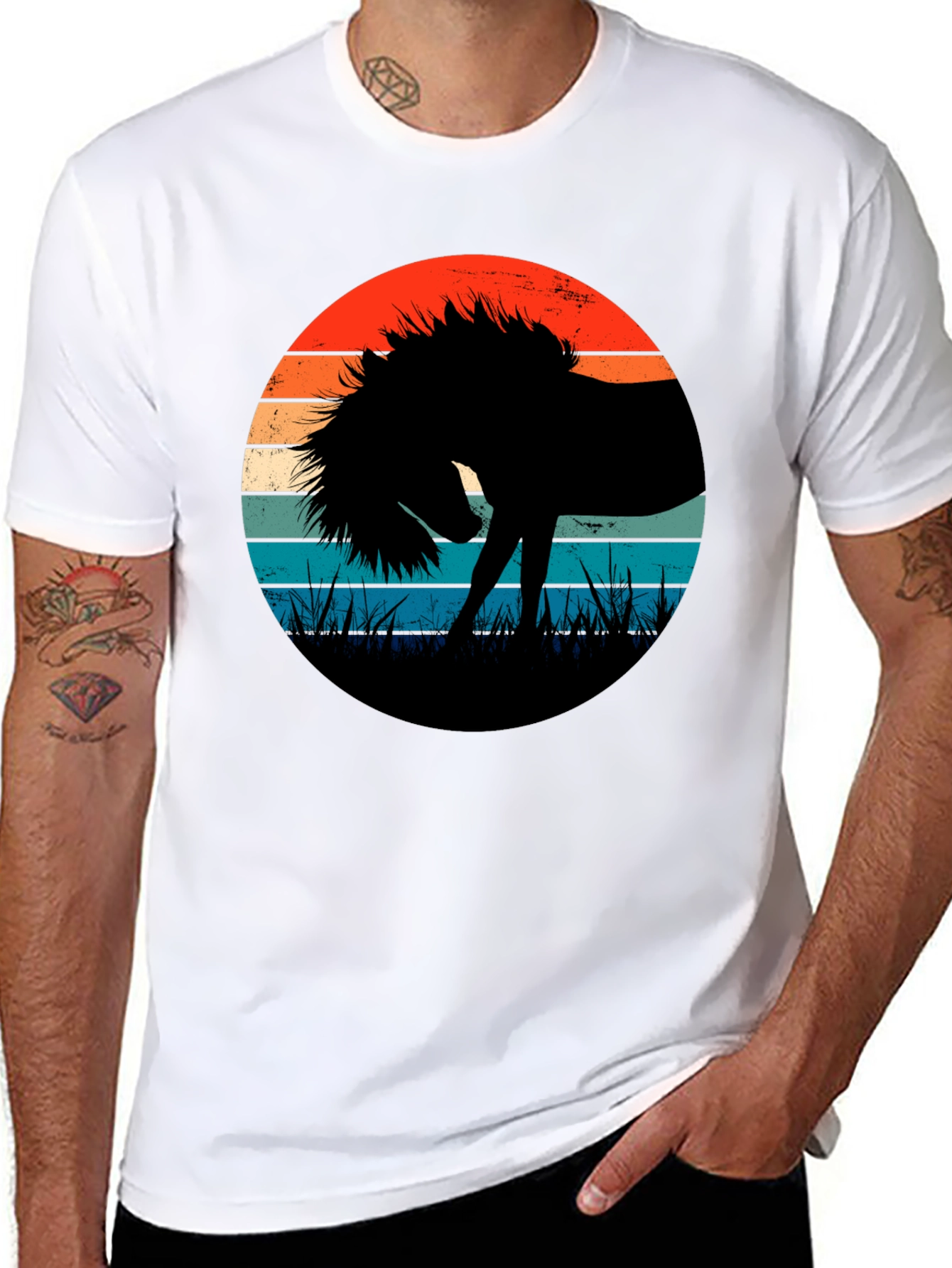 Retro Horse Silhouette T-Shirt - Black