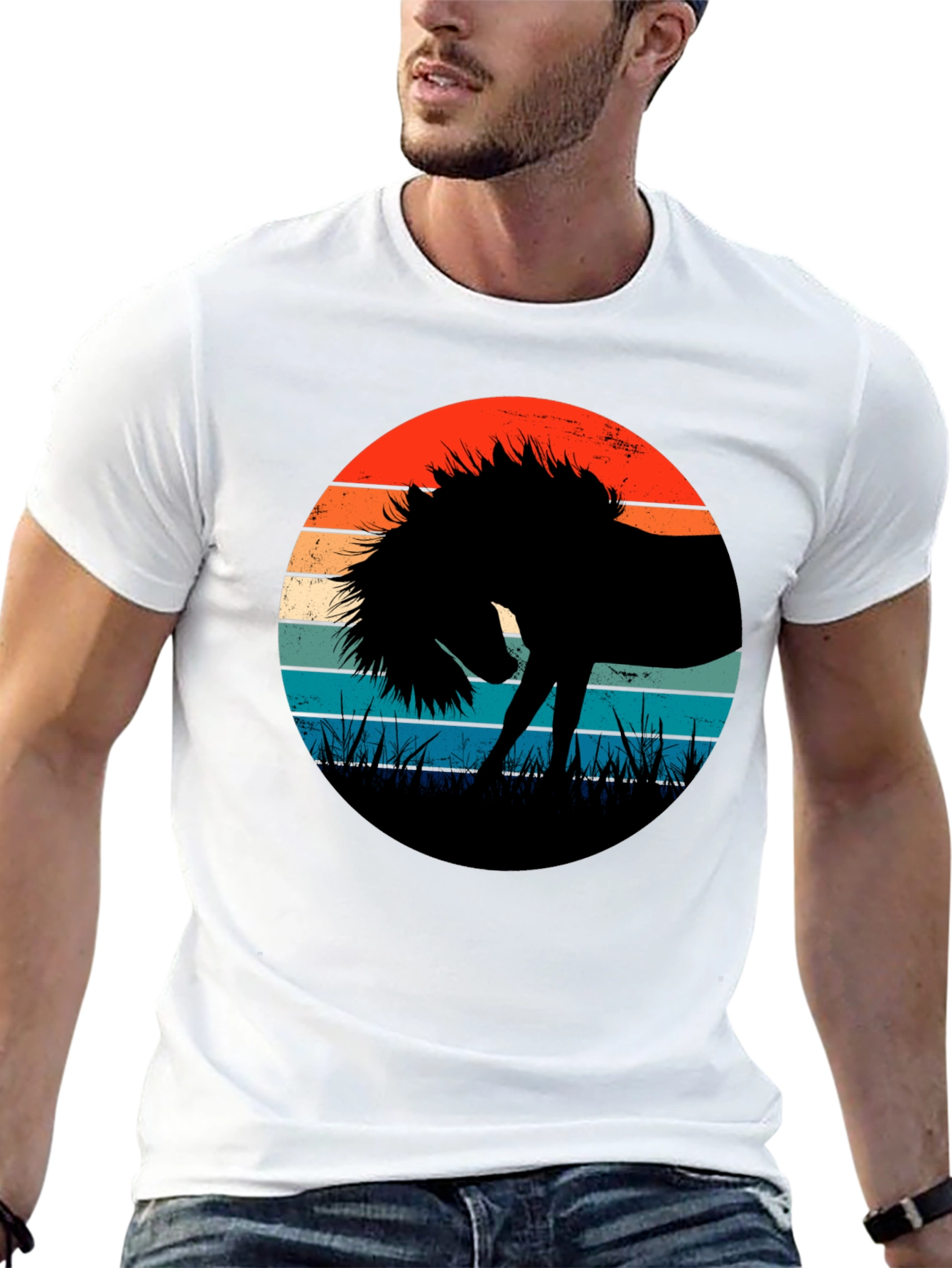 Retro Horse Silhouette T-Shirt - Black
