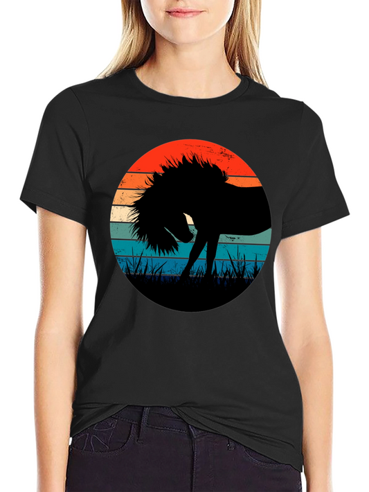 Retro Horse Silhouette T-Shirt - Black