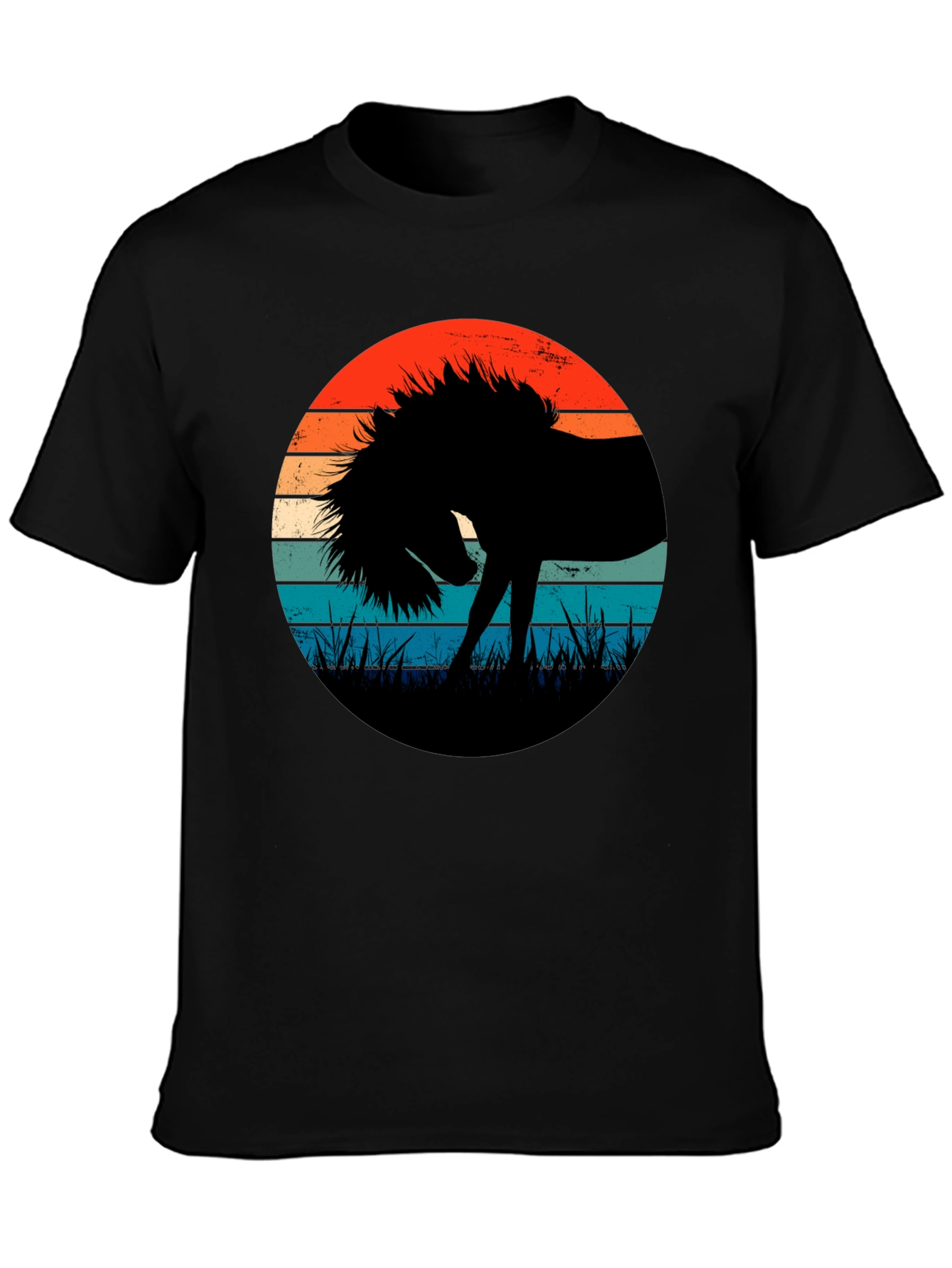 Retro Horse Silhouette T-Shirt - Black