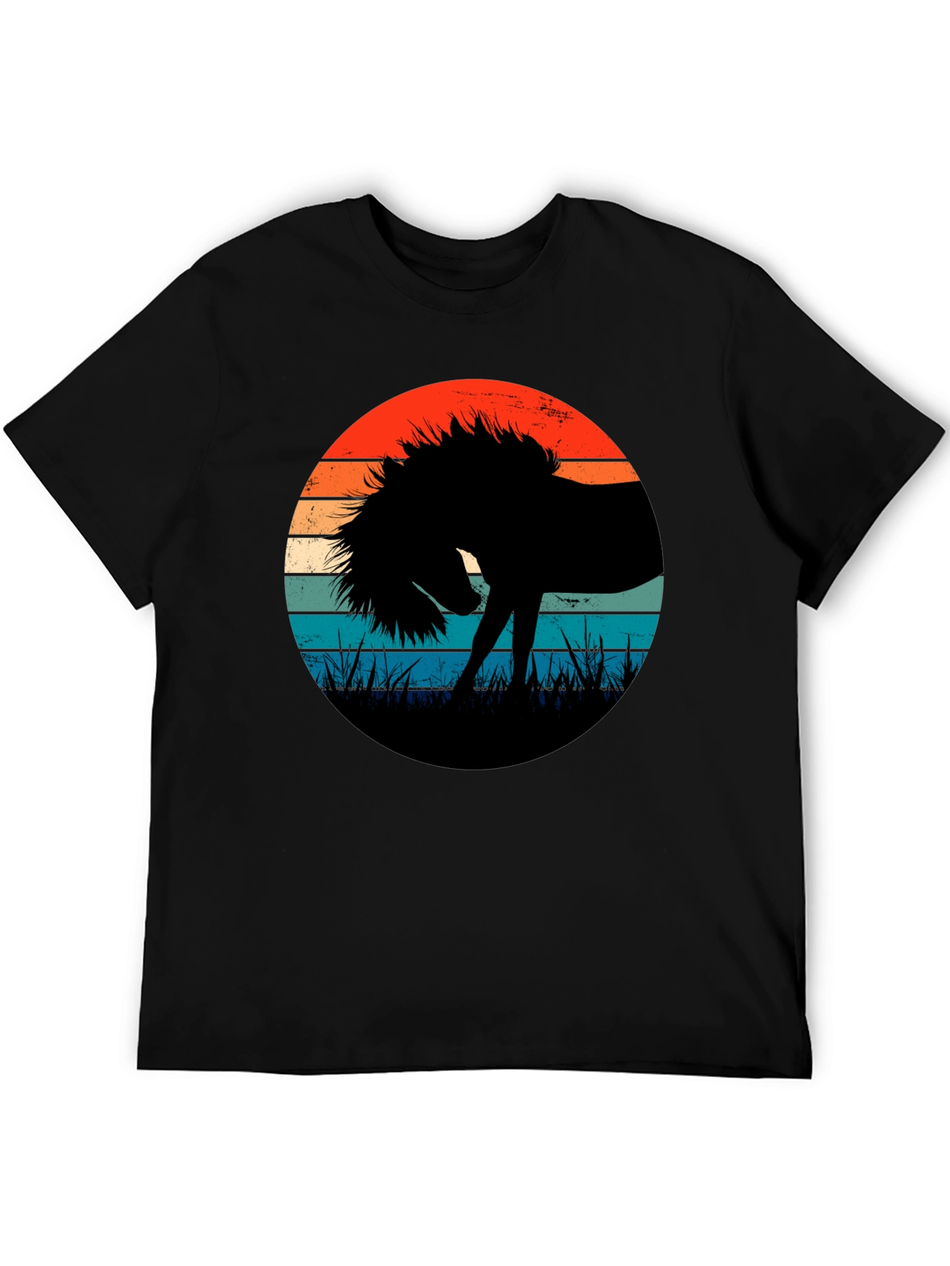Retro Horse Silhouette T-Shirt - Black