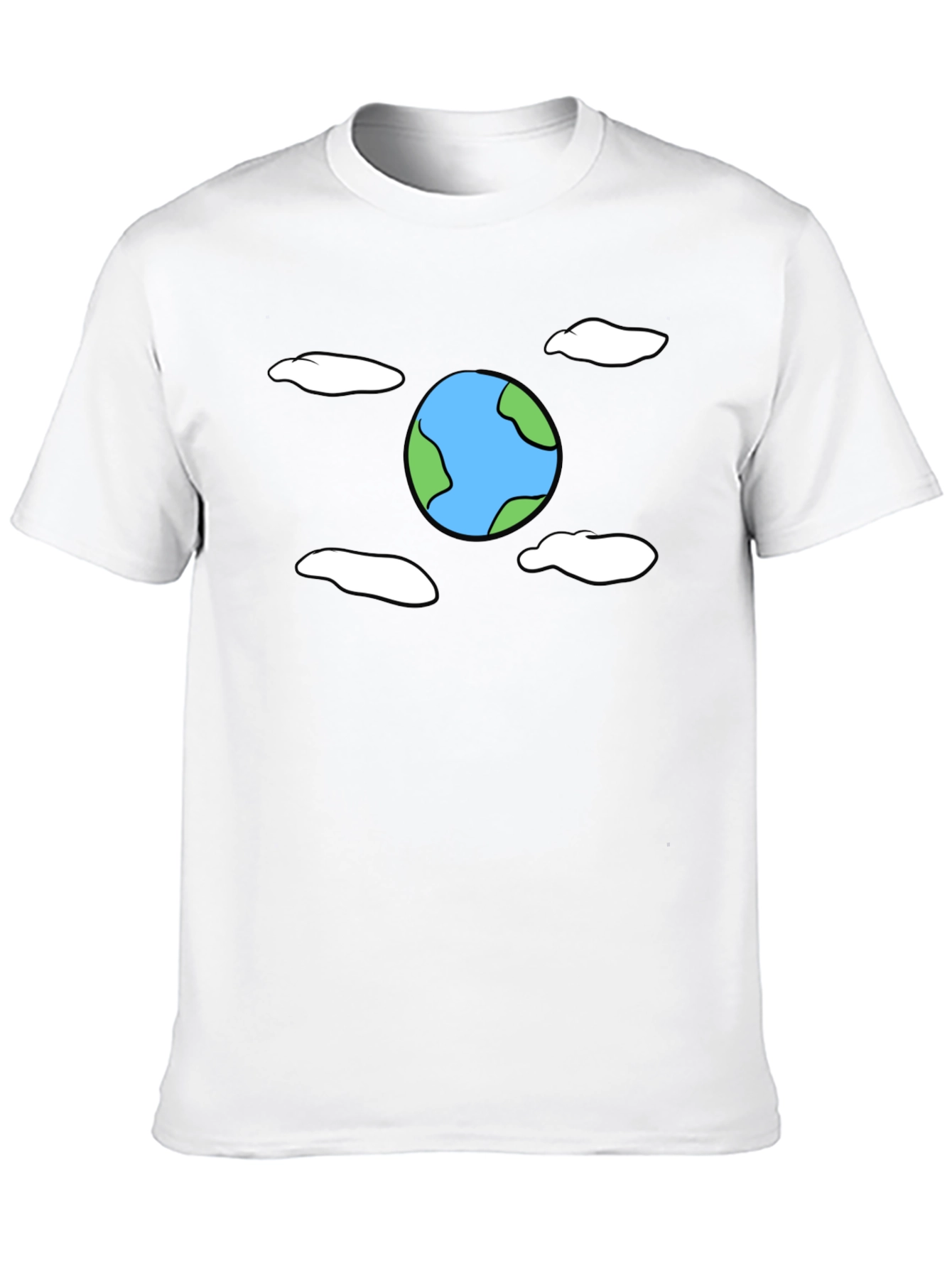 Cartoon Earth Graphic Black T-Shirt