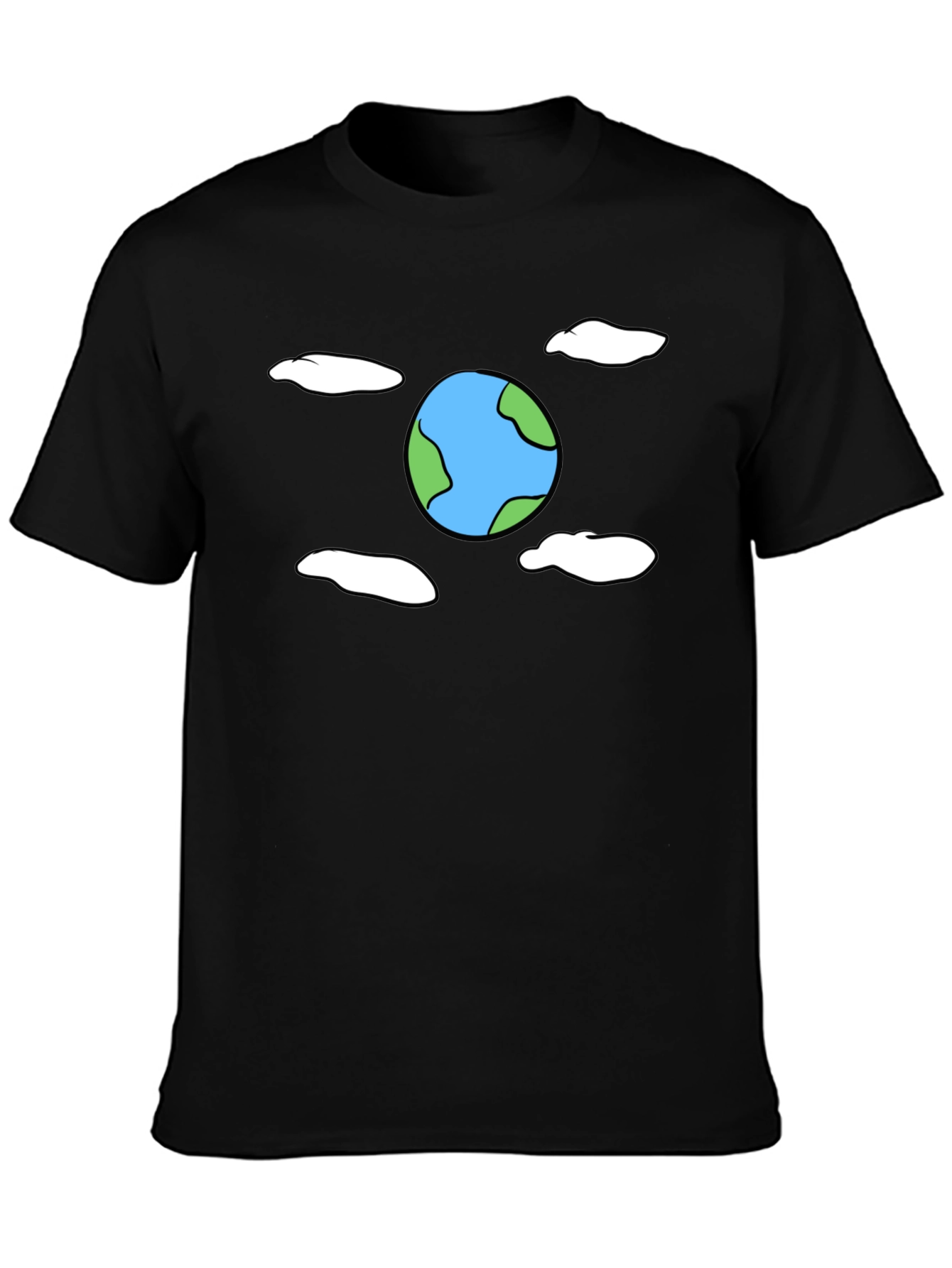 Cartoon Earth Graphic Black T-Shirt