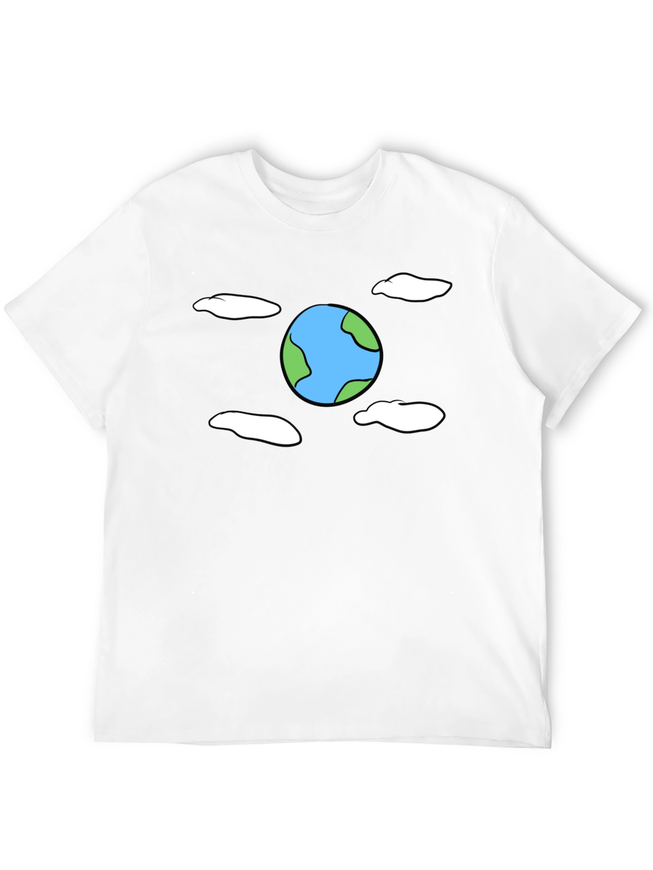 Cartoon Earth Graphic Black T-Shirt
