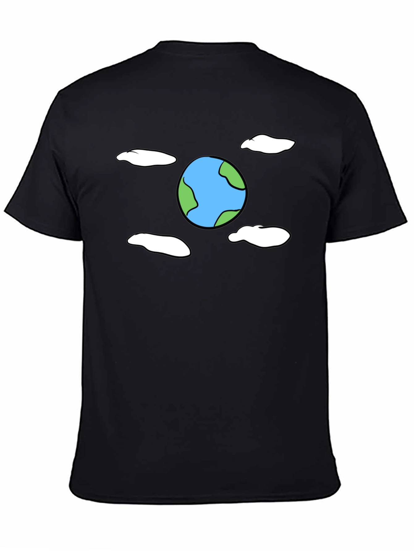 Cartoon Earth Graphic Black T-Shirt