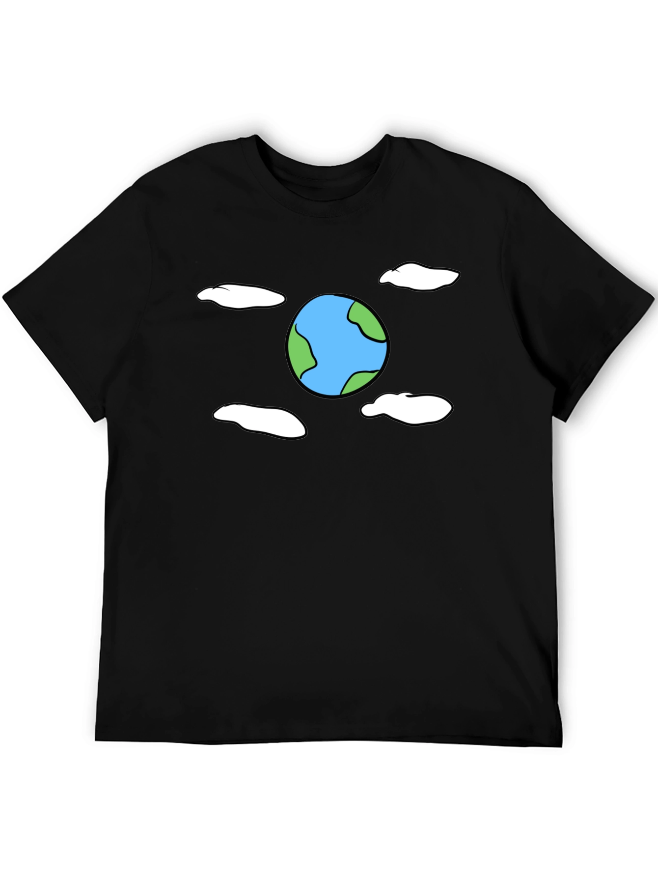 Cartoon Earth Graphic Black T-Shirt