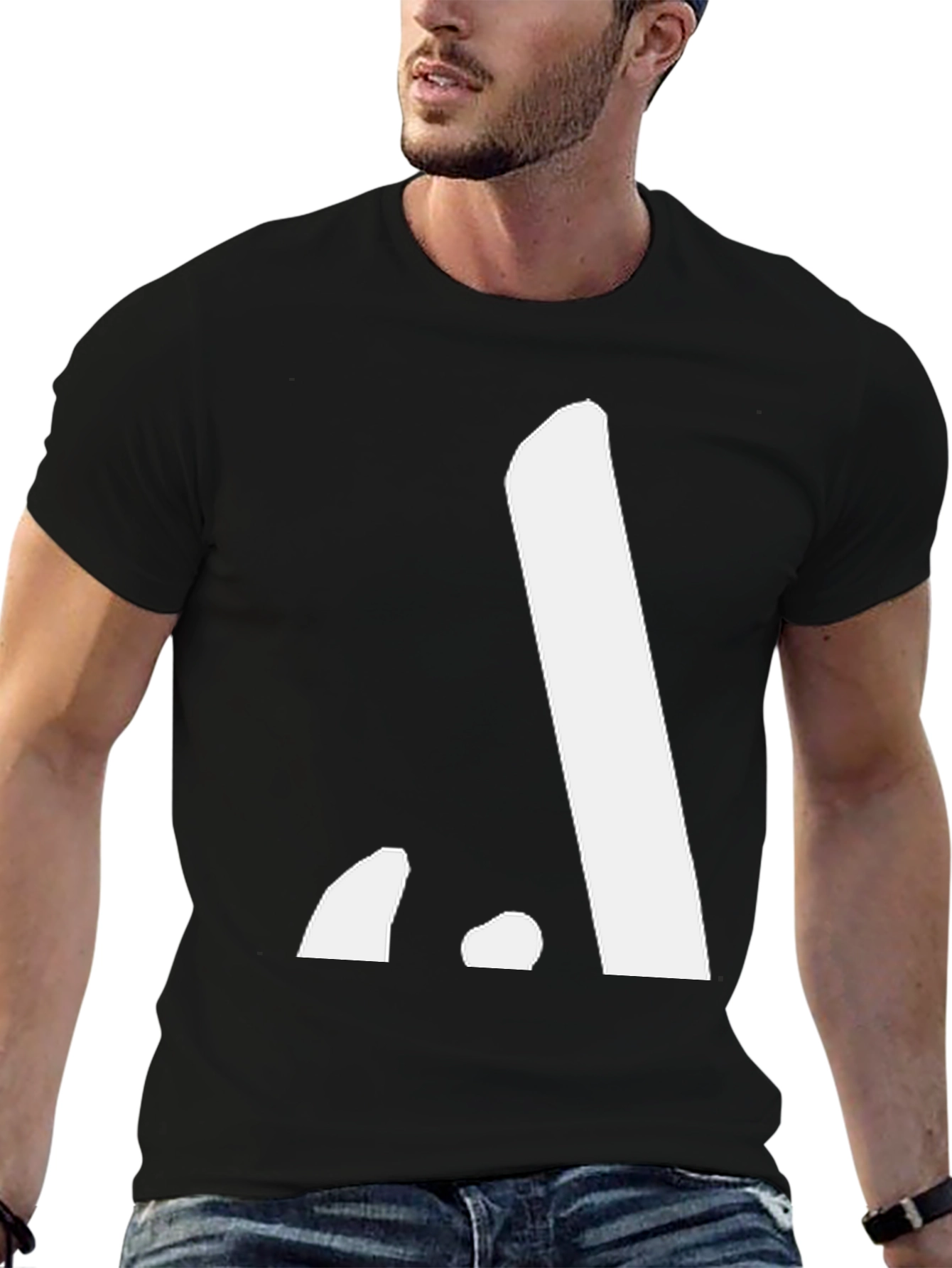 Modern Minimalist Black T-Shirt with White Graphic