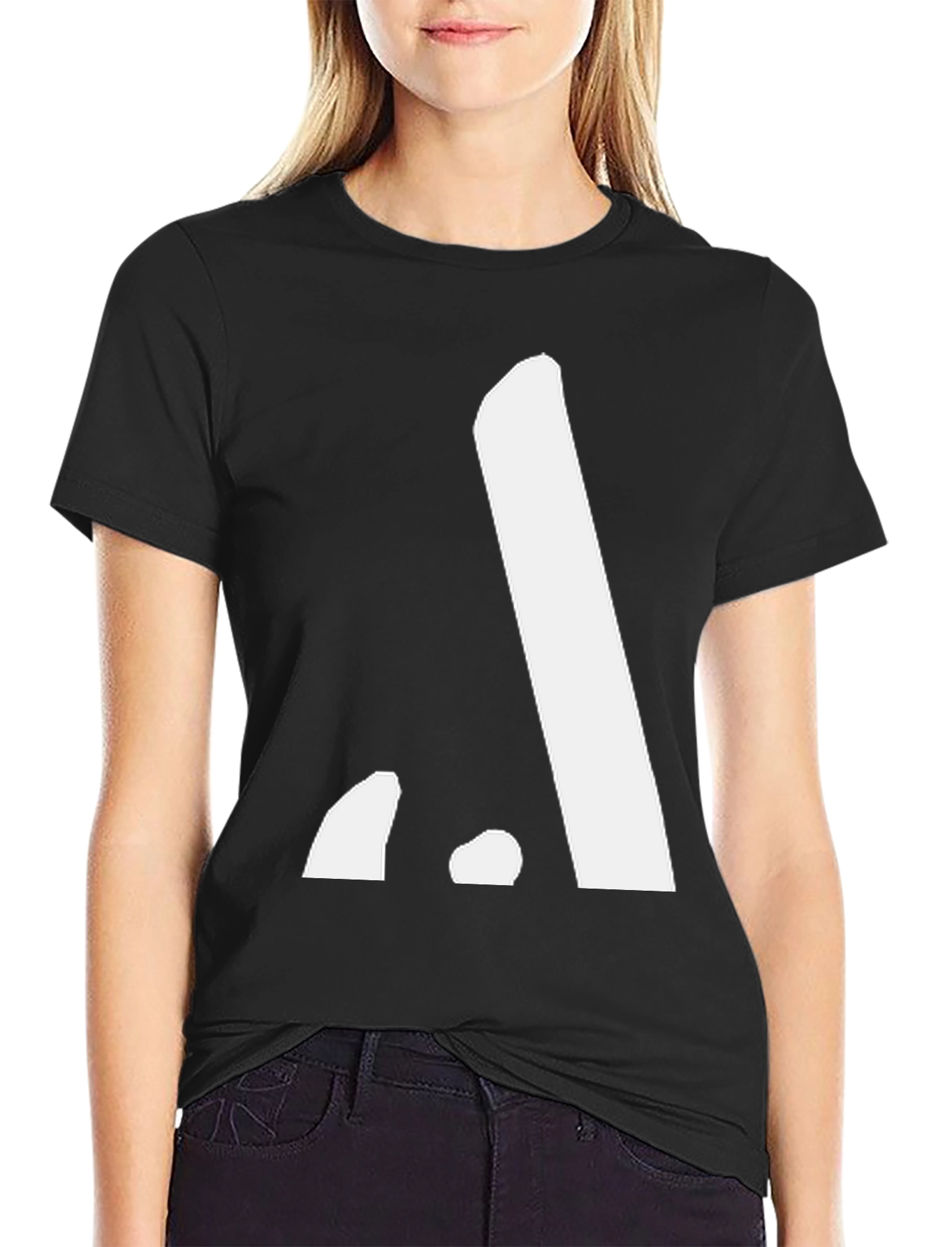 Modern Minimalist Black T-Shirt with White Graphic