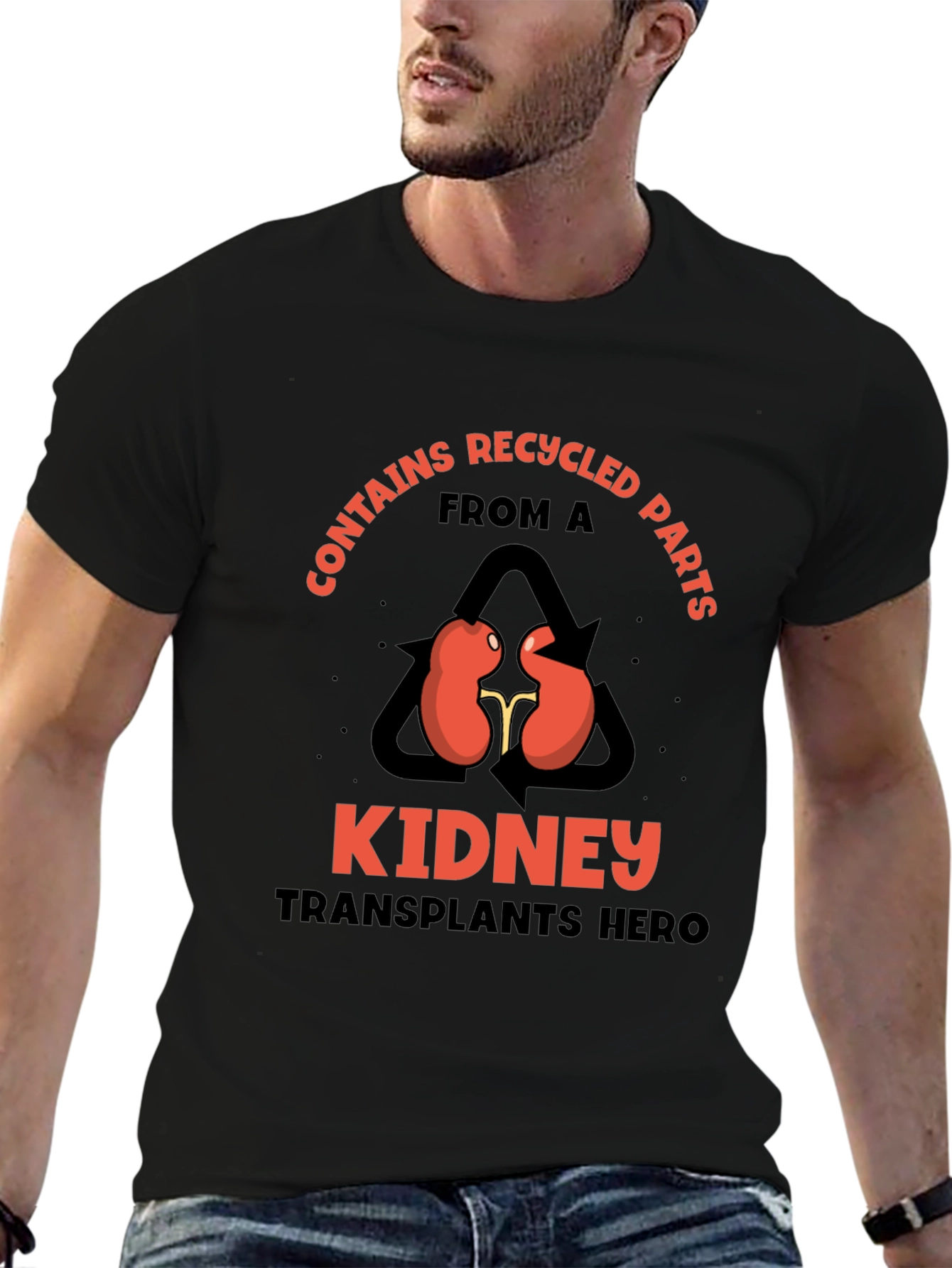 Recycled Kidney Transplant Hero Black T-Shirt