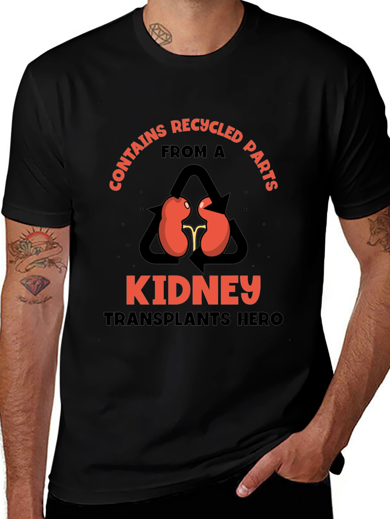 Recycled Kidney Transplant Hero Black T-Shirt
