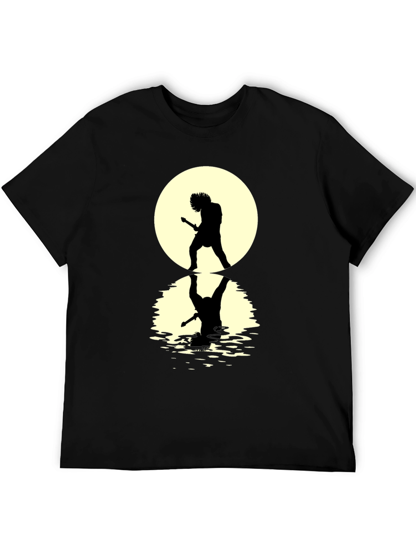 Guitarist Silhouette Graphic Tee - Black Cotton
