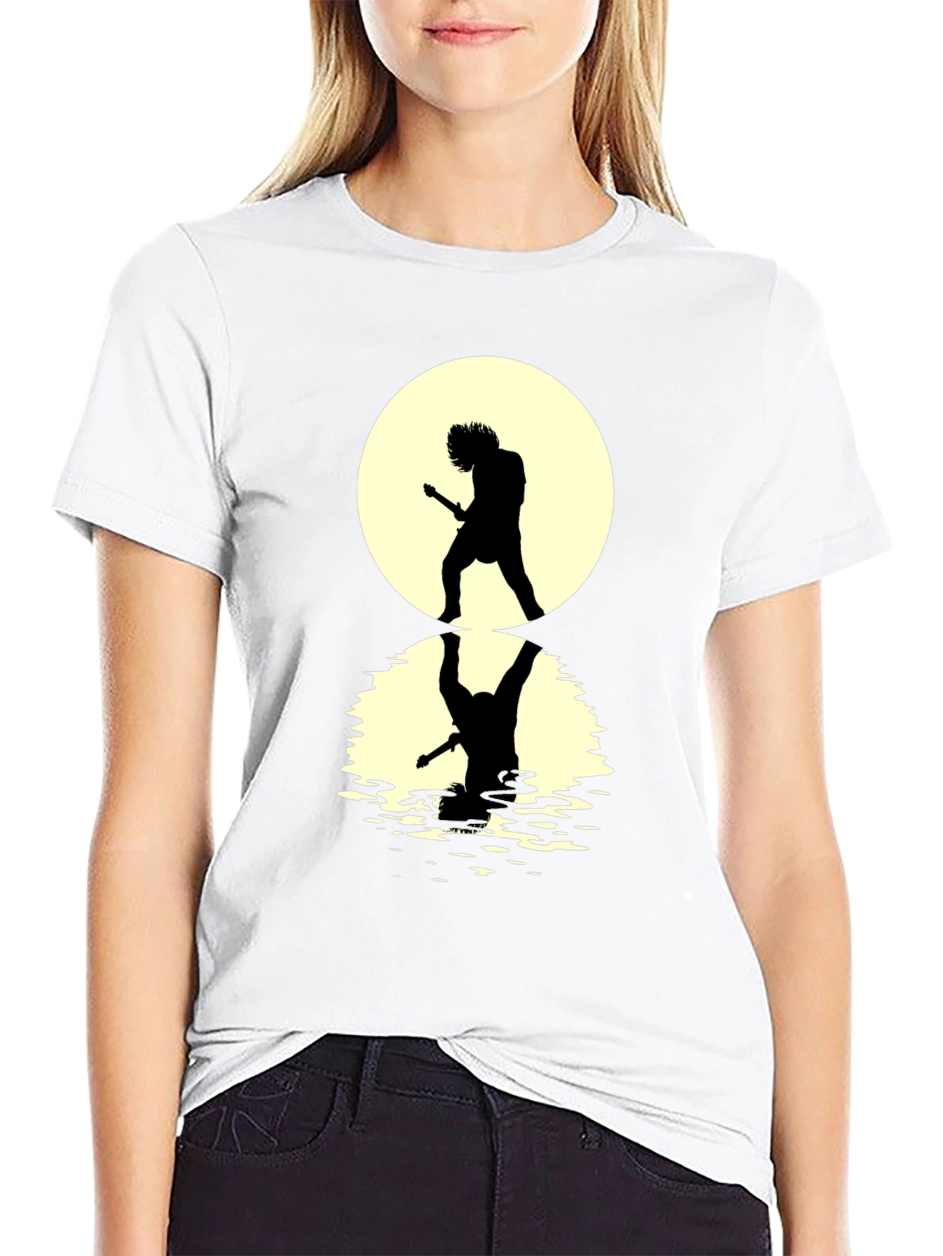 Guitarist Silhouette Graphic Tee - Black Cotton