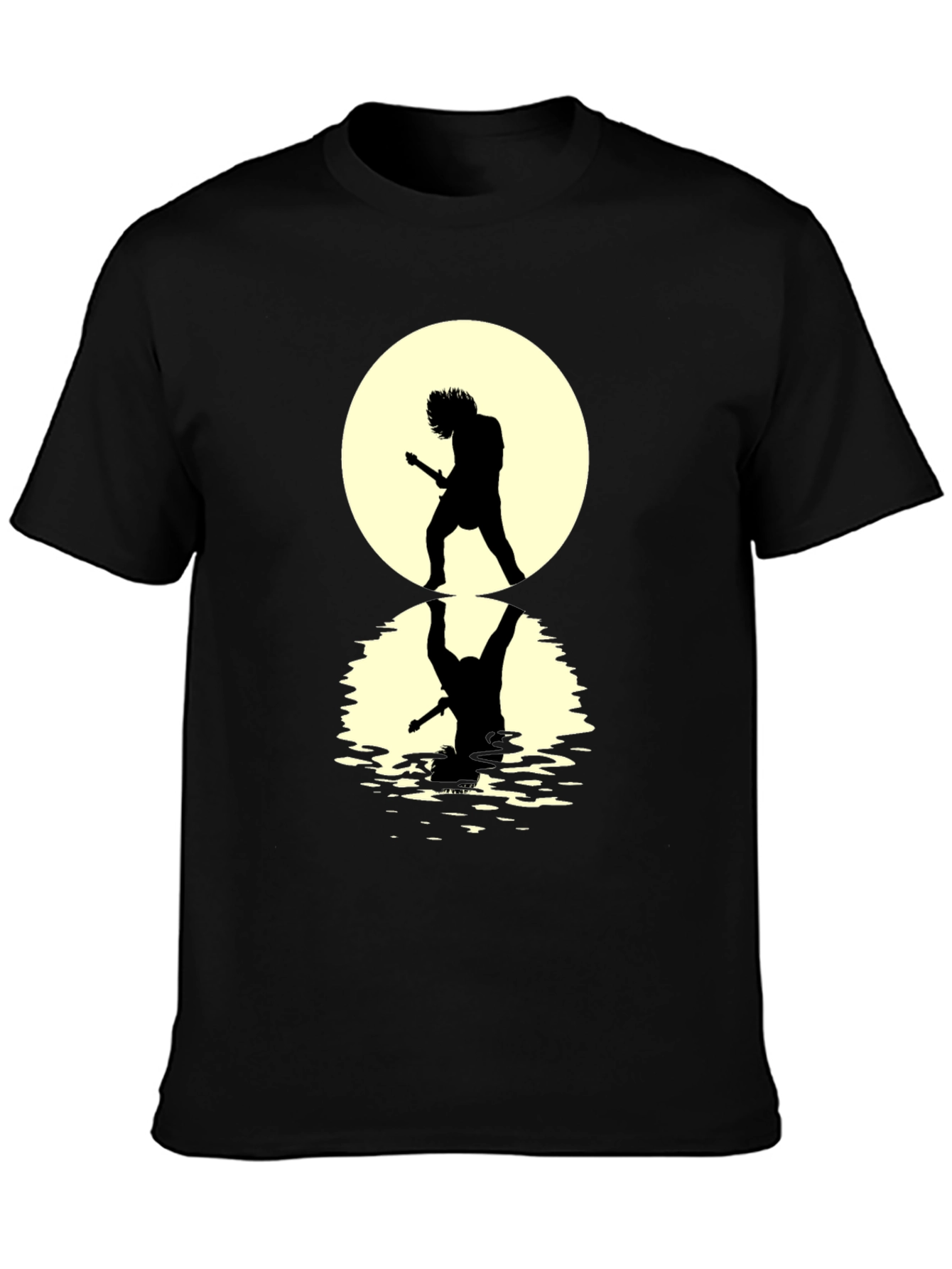 Guitarist Silhouette Graphic Tee - Black Cotton