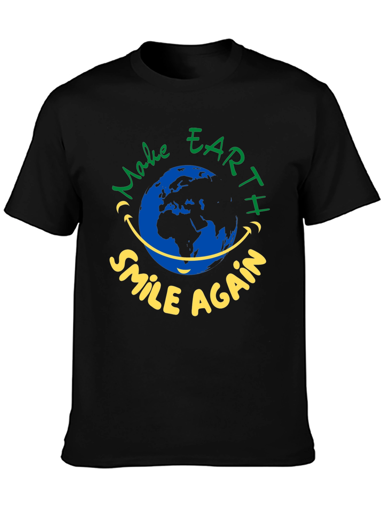 Eco-Friendly Earth Smile Graphic T-Shirt