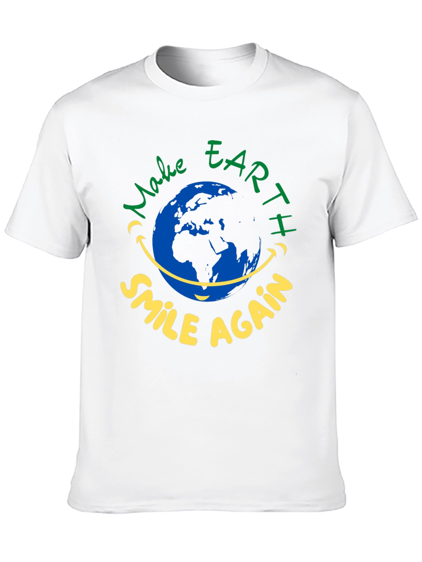 Eco-Friendly Earth Smile Graphic T-Shirt