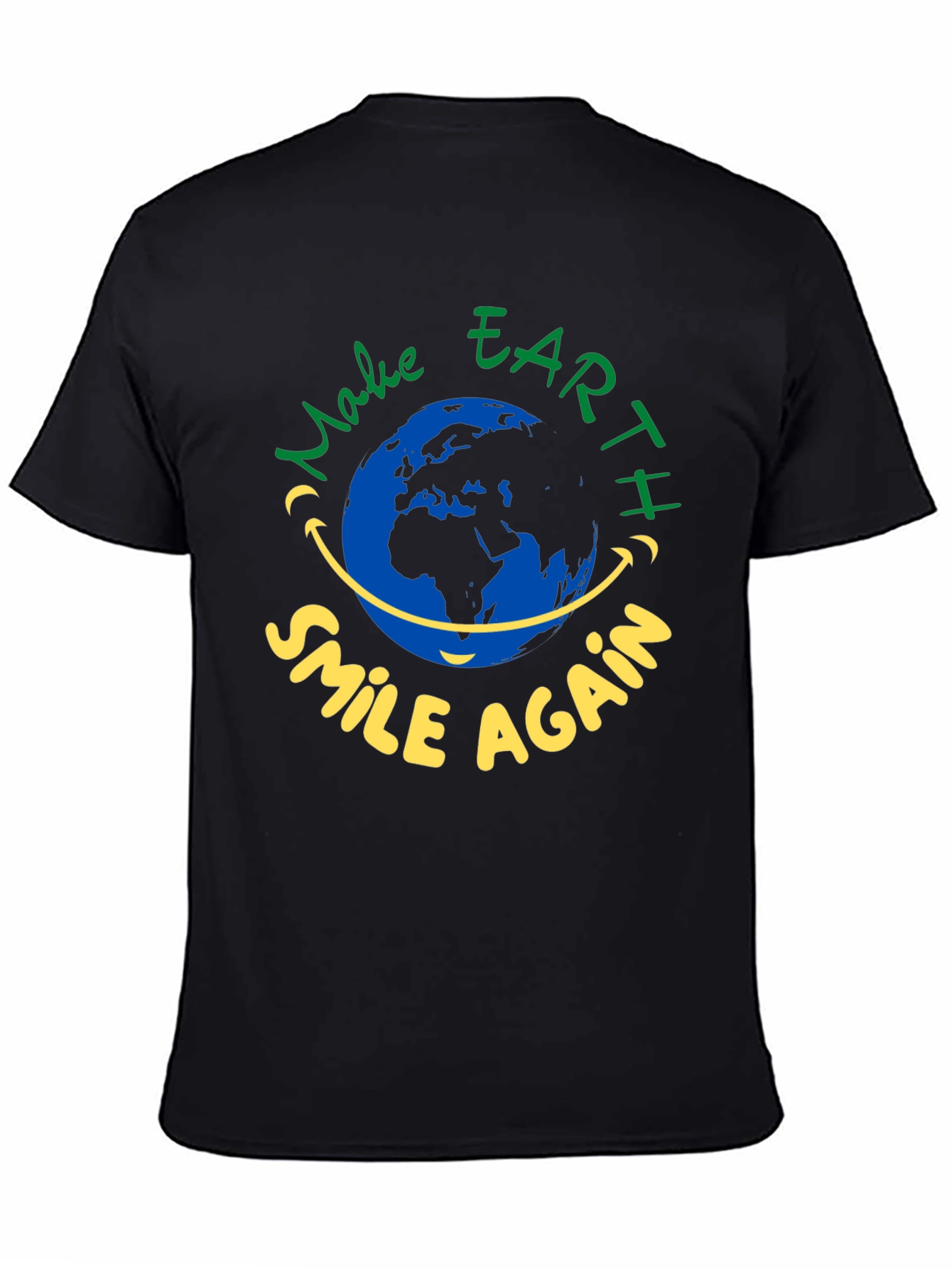 Eco-Friendly Earth Smile Graphic T-Shirt