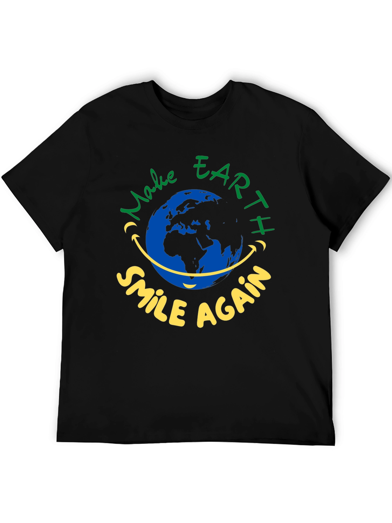 Eco-Friendly Earth Smile Graphic T-Shirt