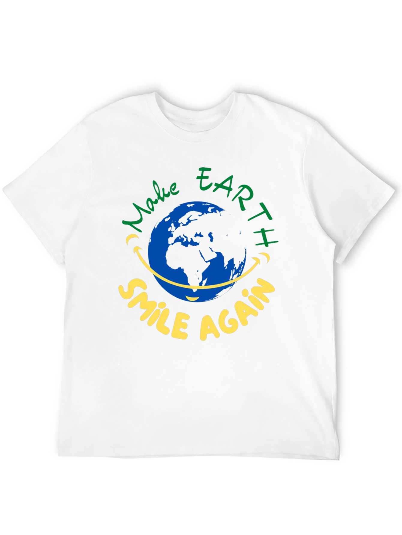 Eco-Friendly Earth Smile Graphic T-Shirt