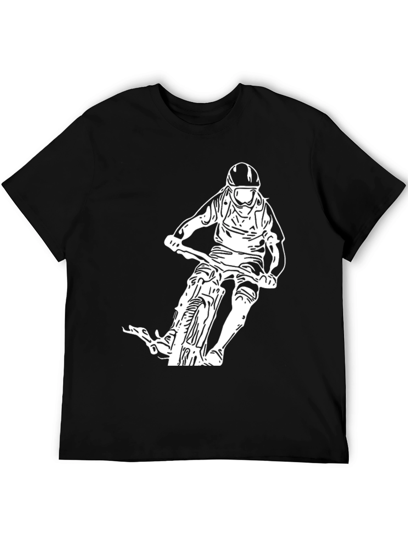 Mountain Biker Graphic Tee - Black Cotton Blend