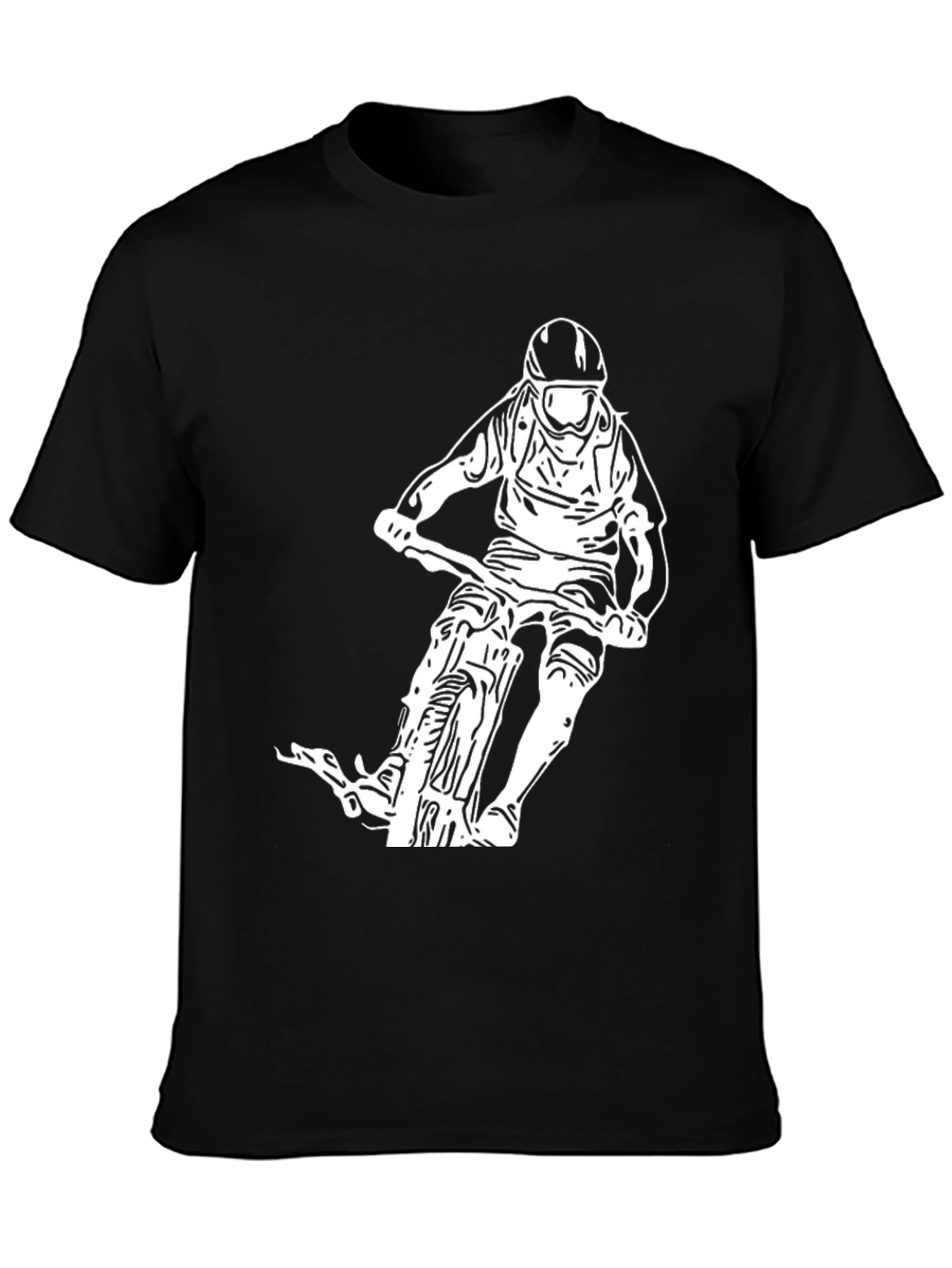 Mountain Biker Graphic Tee - Black Cotton Blend